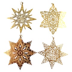 Vintage Lot of 7 MMA Sterling Silver Gilded Snowflake Ornaments #18722