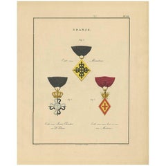 Lot of 8 Antique prints of medals by De Rochefort, 1843