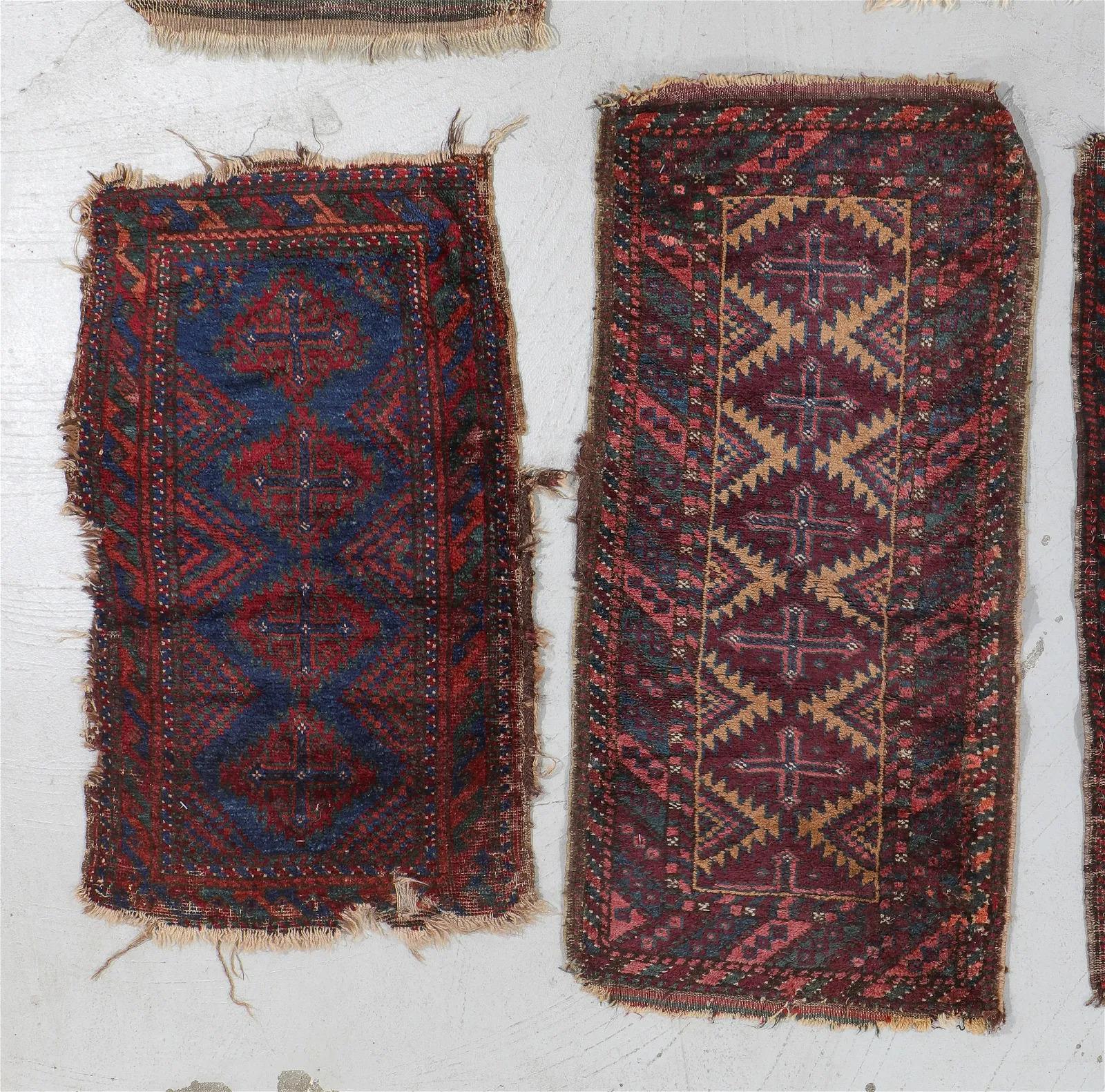 Wool Lot of 9 Antique Afghan Baluch Collectible Rugs 1.6' x 3.2', 1870s - 2B29 For Sale