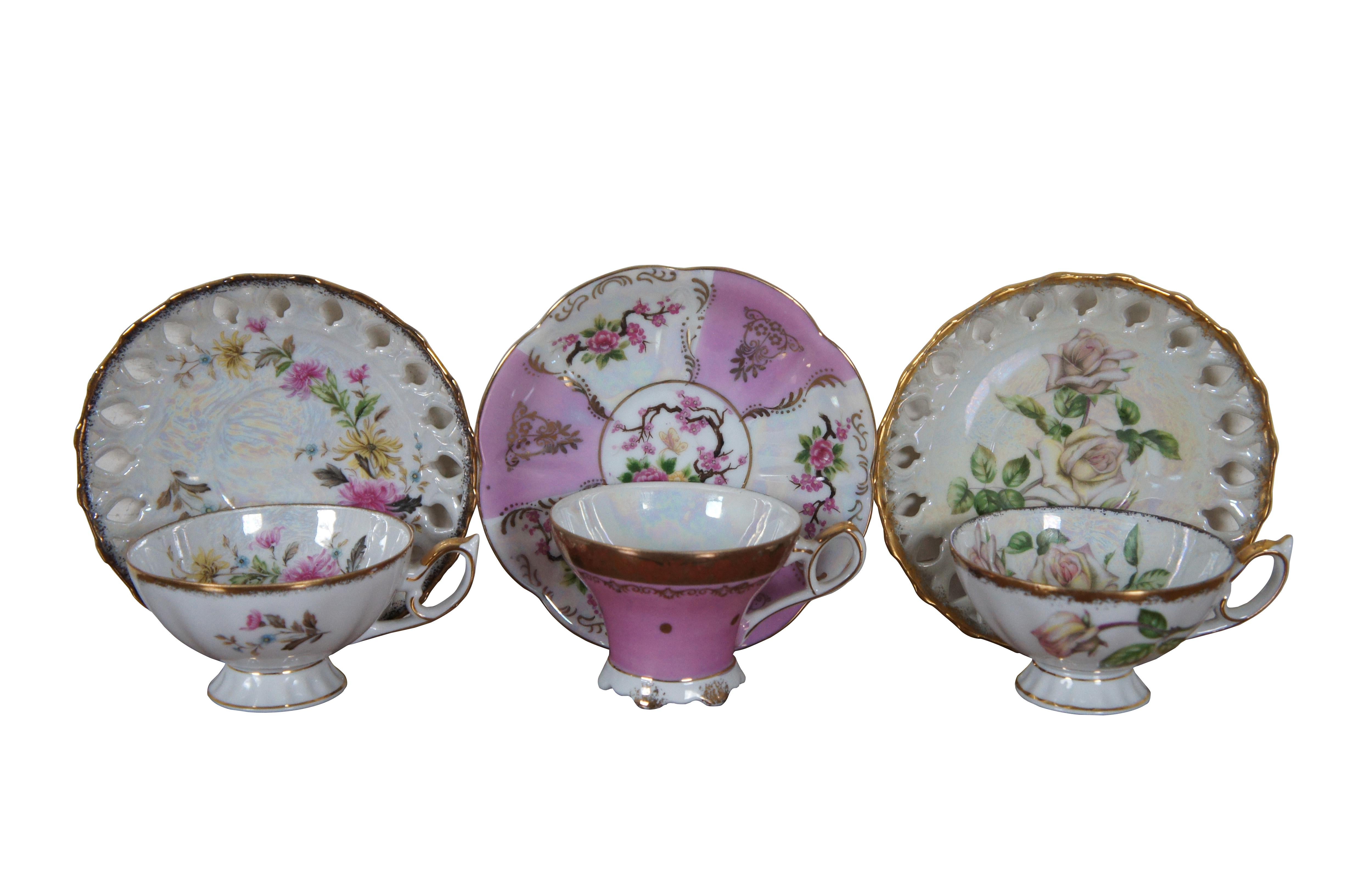 Napco Ceramic (stamped C-5316), Wales, 2 by Cherry China, 2 by Nippon Yoko Boeki Co, Norcrest Fine China (Birthday Cup - November - Topaz - C-133), one unknown maker with mark shaped like wings, Lipper & Mann Creations (Royal Halsey – Very