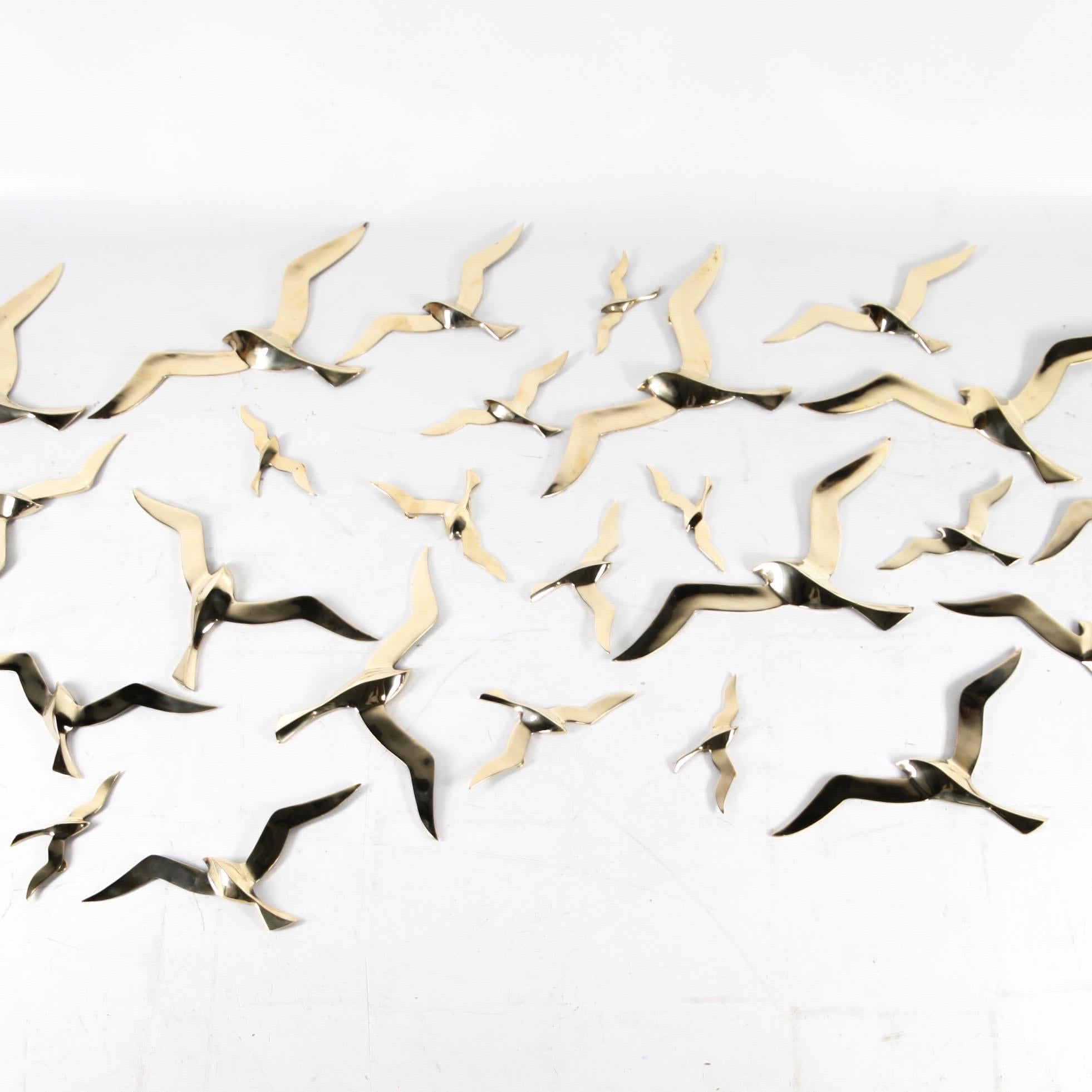 Set of brass birds wall sculptures  For Sale 7