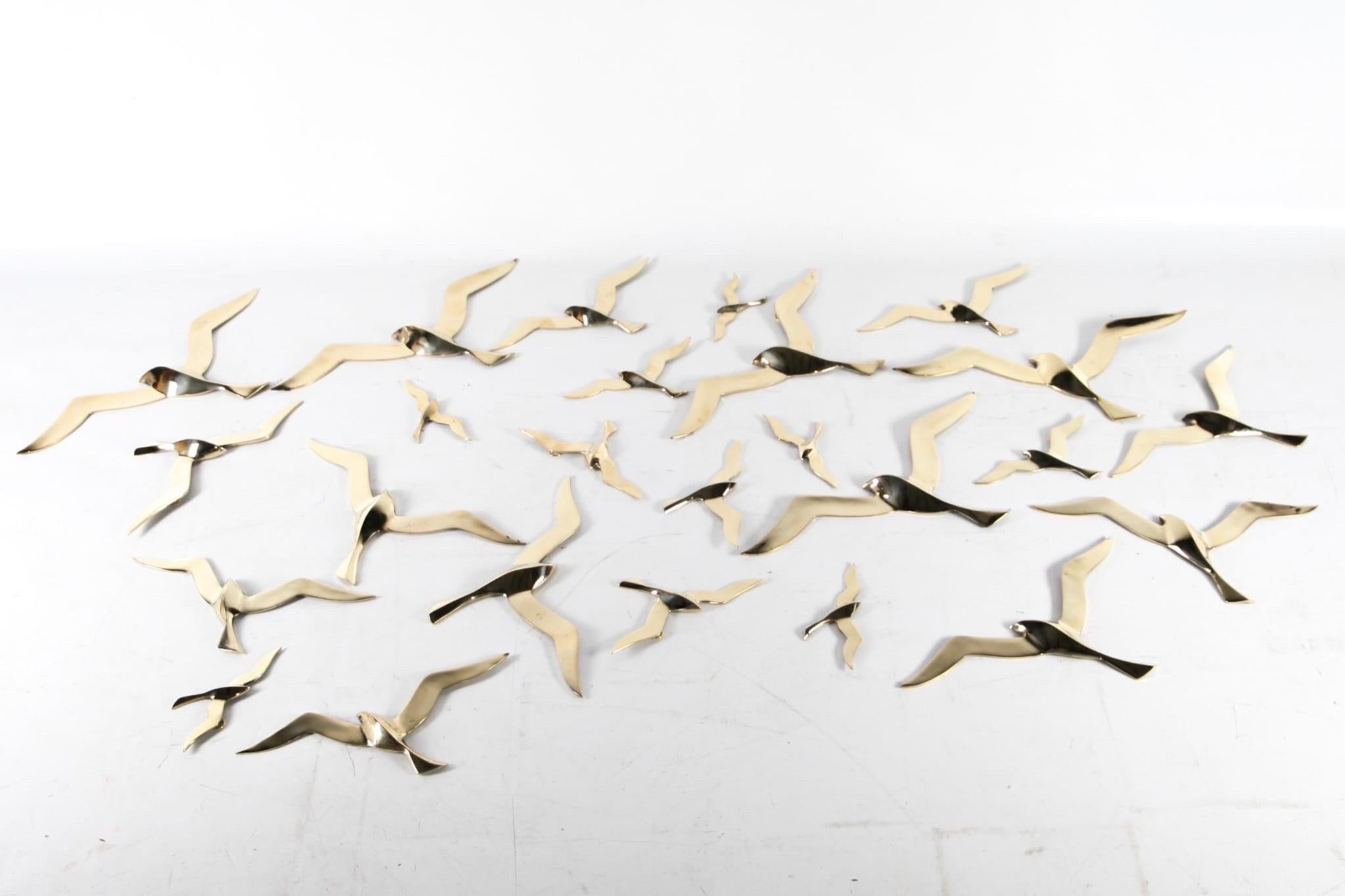 Set of brass birds wall sculptures  For Sale 1