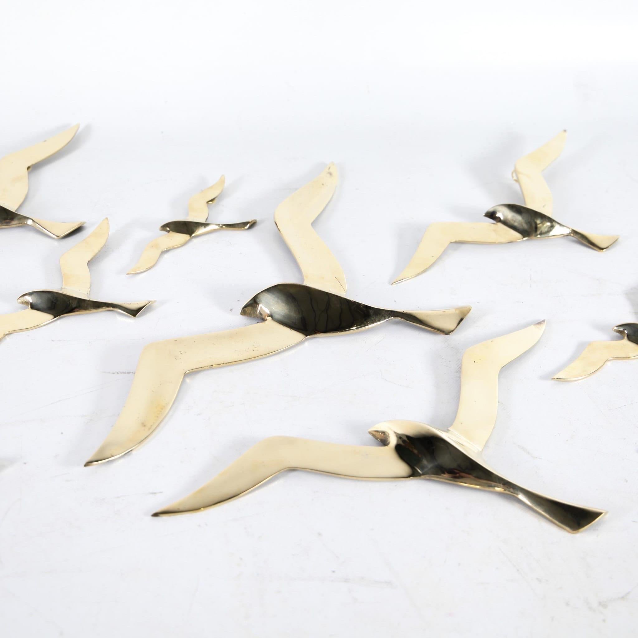 Set of brass birds wall sculptures  For Sale 3