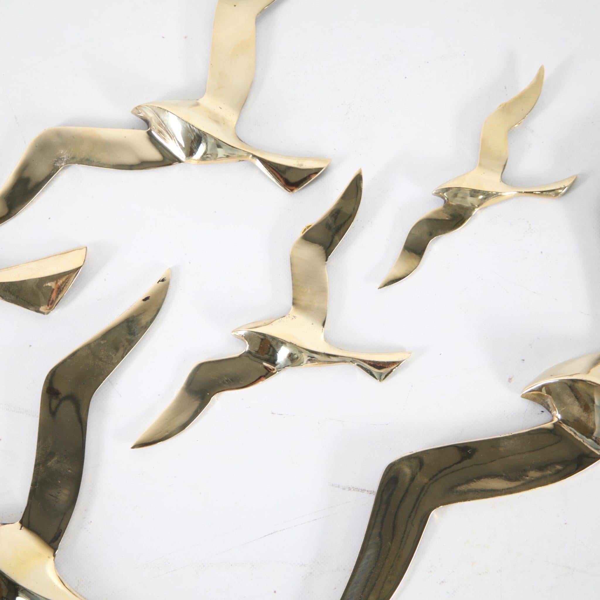 Set of brass birds wall sculptures  For Sale 4