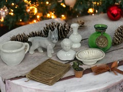 Lot of Eight Miniature Antique German Dollhouse Toys Accessories 1900s