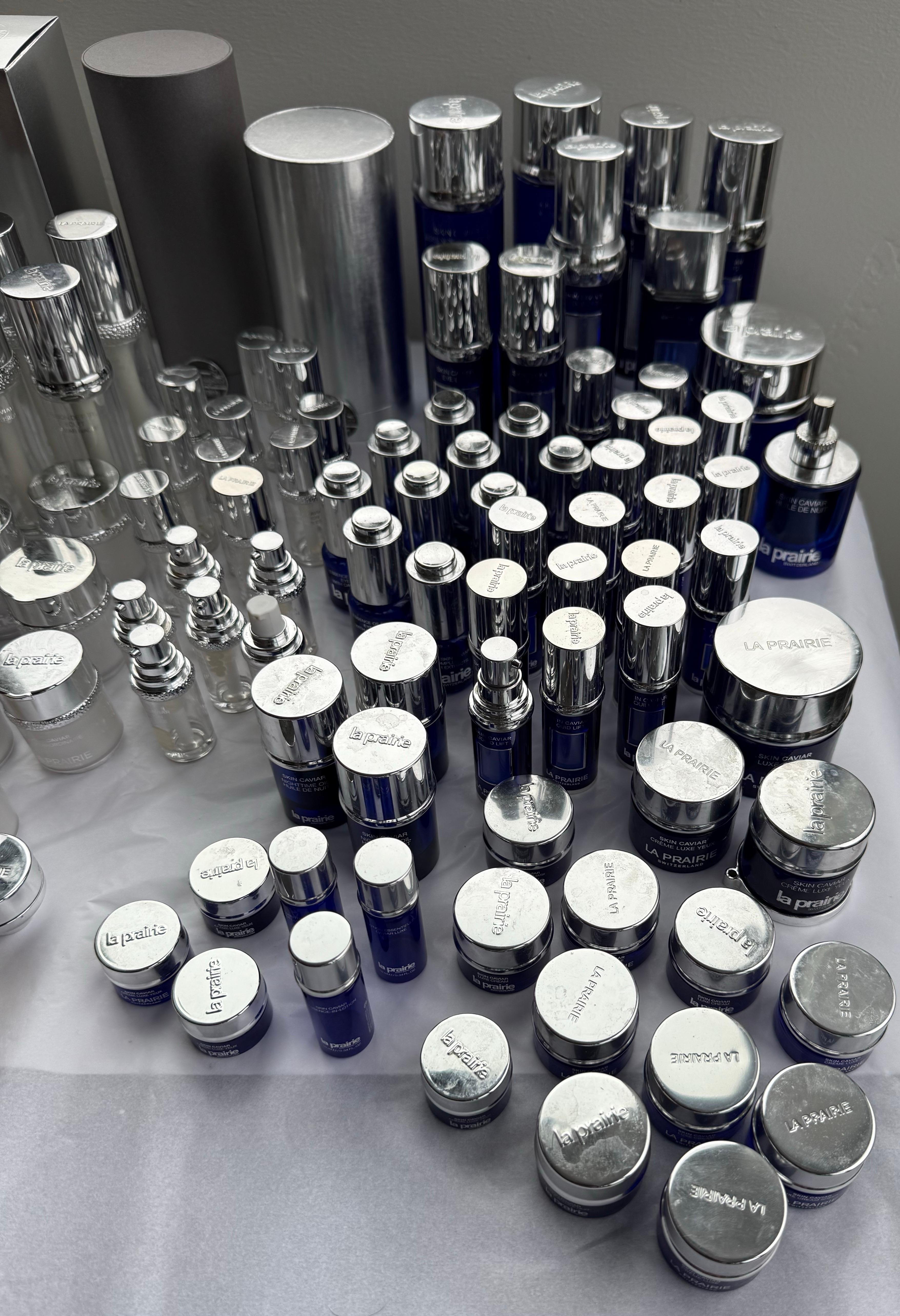 Lot of Empty La Prairie Jars Clean Used Luxury Display Props Interior Styling For Sale 6