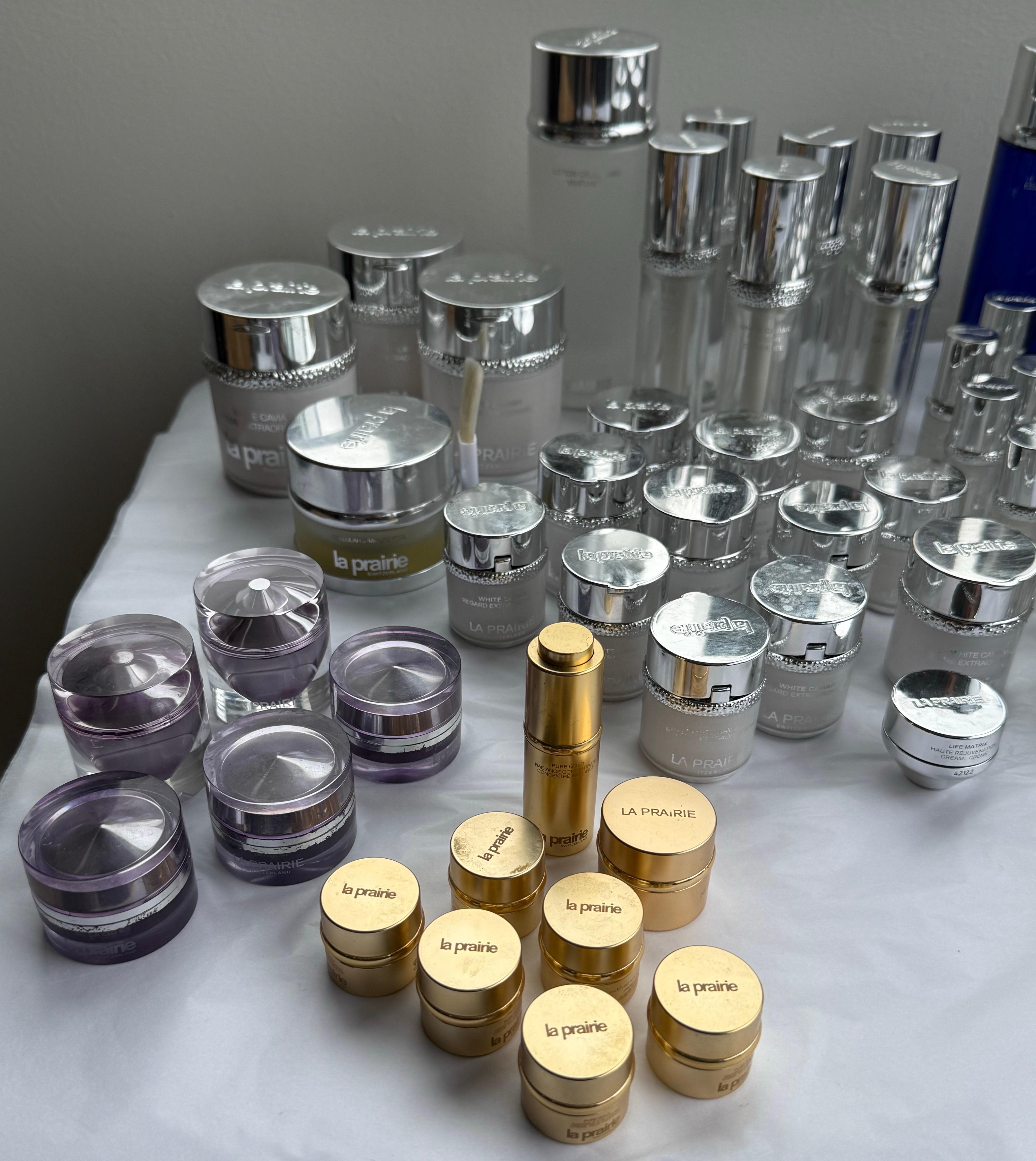 Lot of Empty La Prairie Jars Clean Used Luxury Display Props Interior Styling For Sale 7