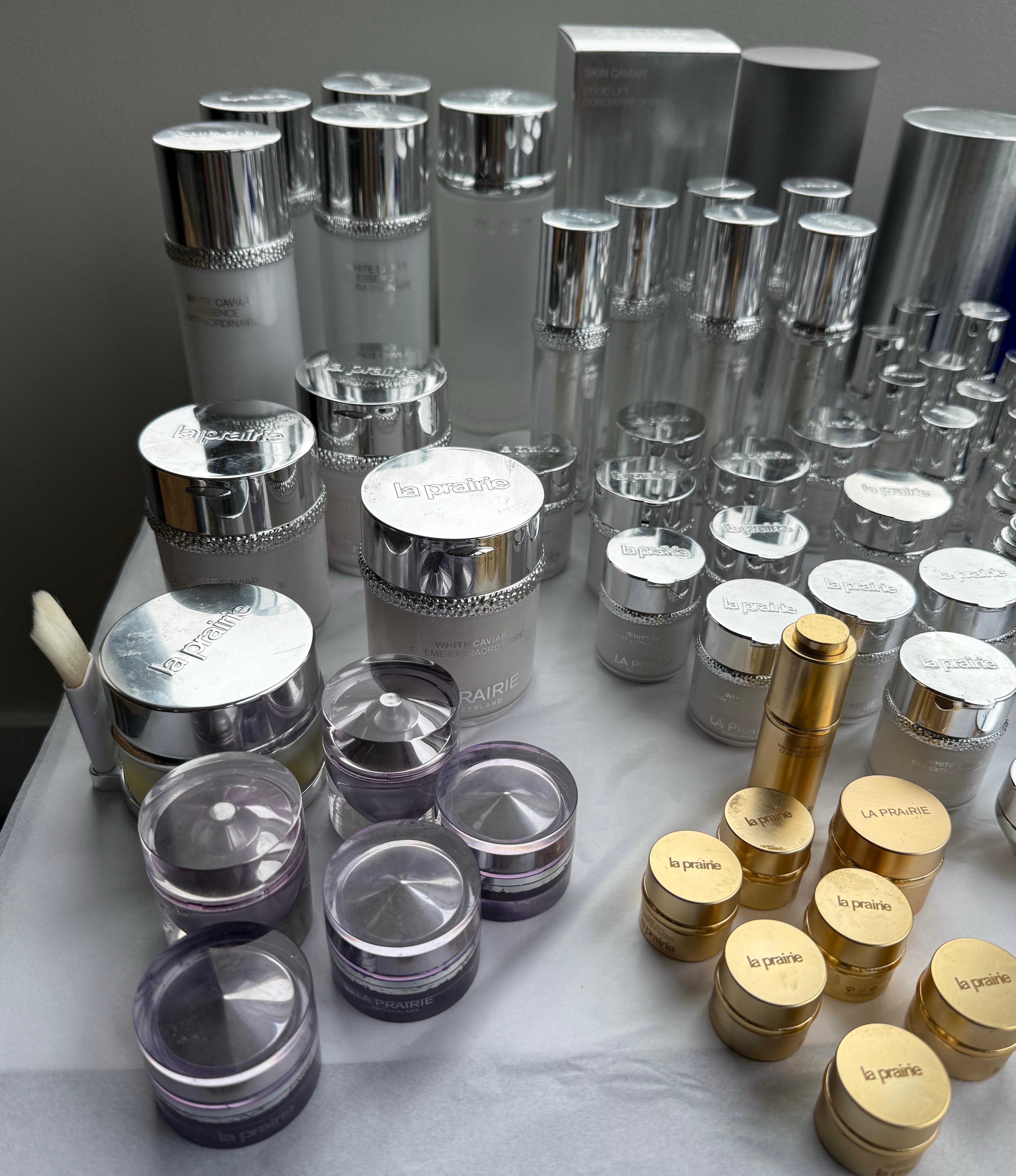 Lot of Empty La Prairie Jars Clean Used Luxury Display Props Interior Styling For Sale 8