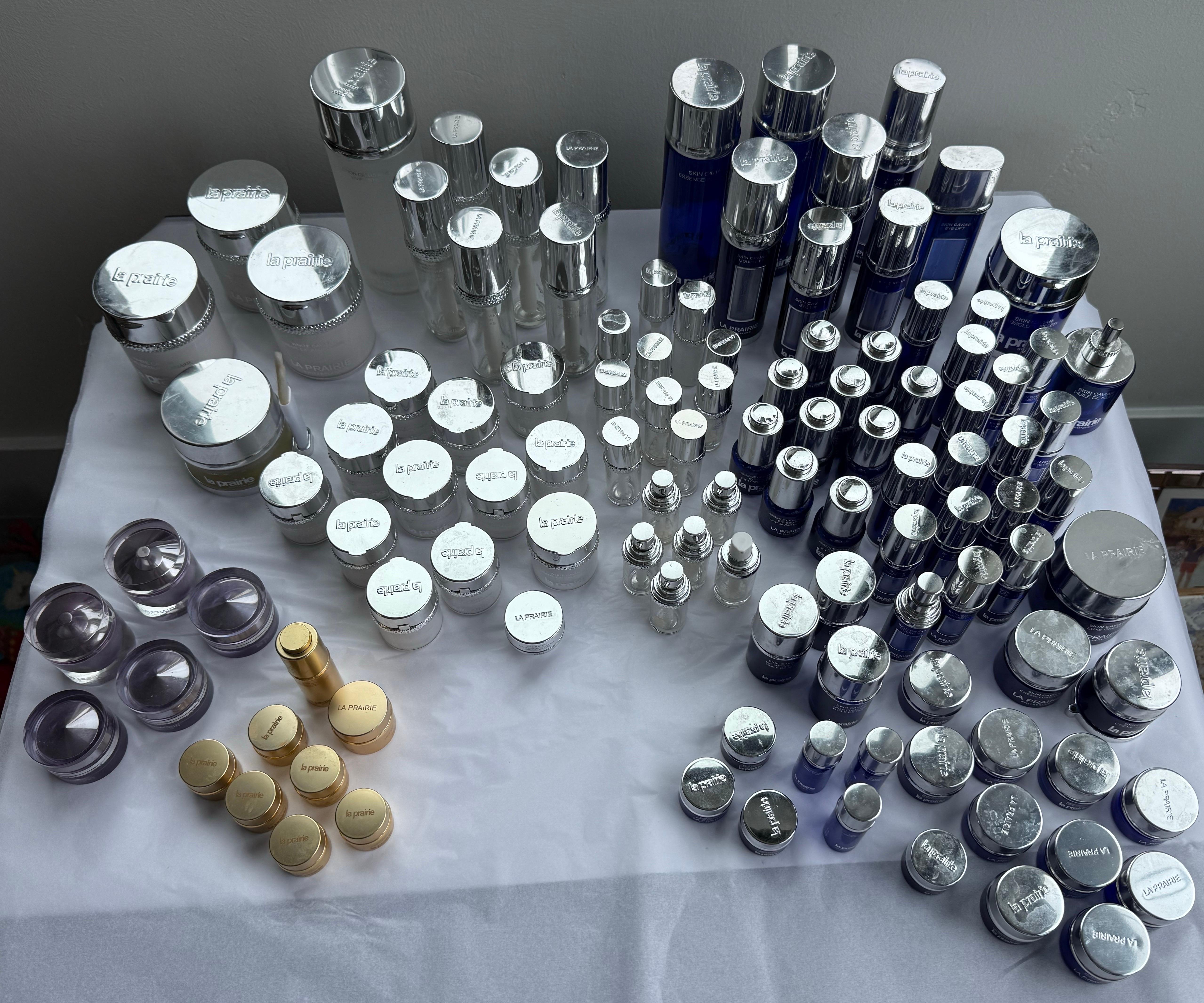 Lot of Empty La Prairie Jars Clean Used Luxury Display Props Interior Styling For Sale 9