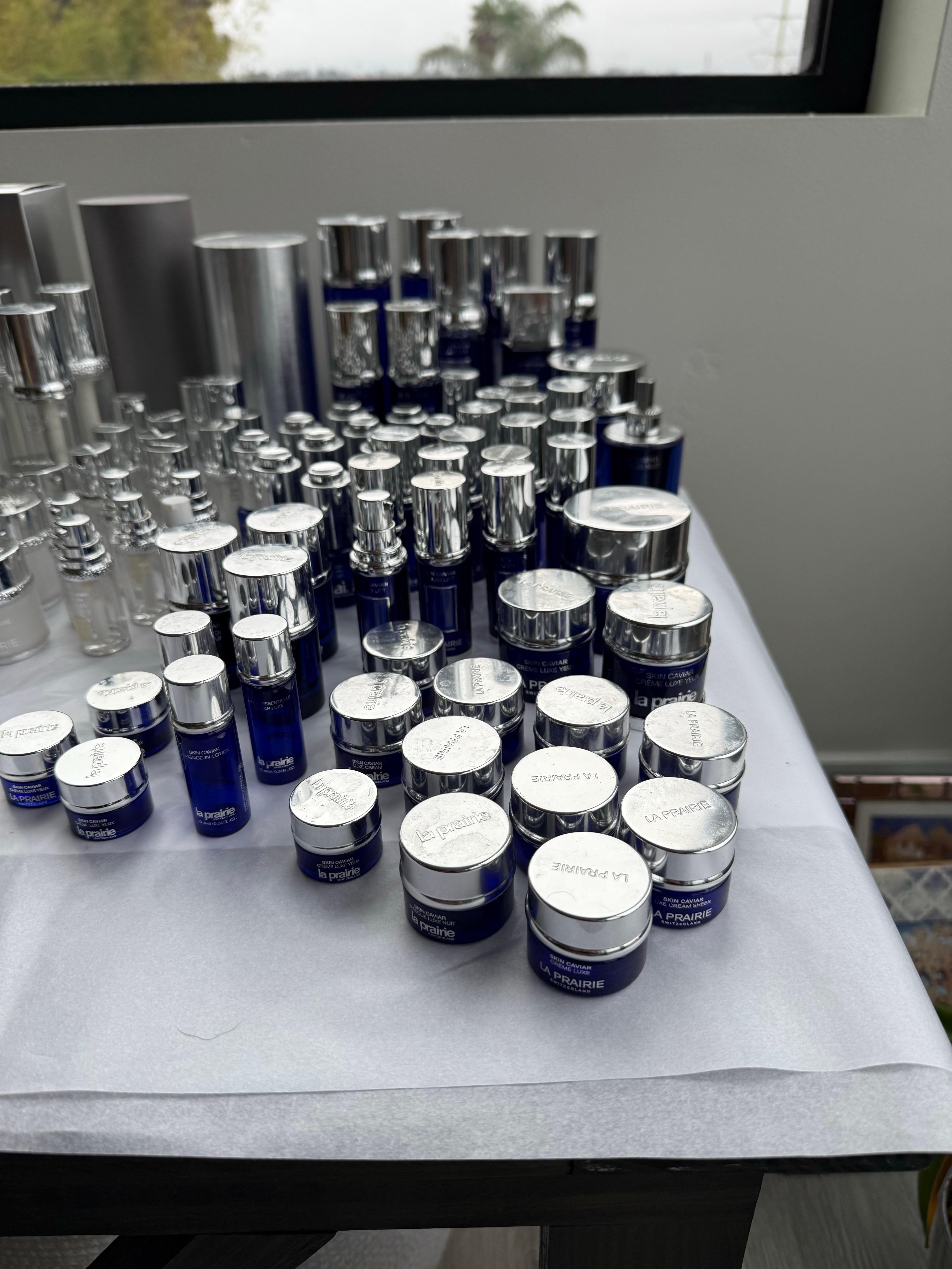 Women's or Men's Lot of Empty La Prairie Jars Clean Used Luxury Display Props Interior Styling For Sale