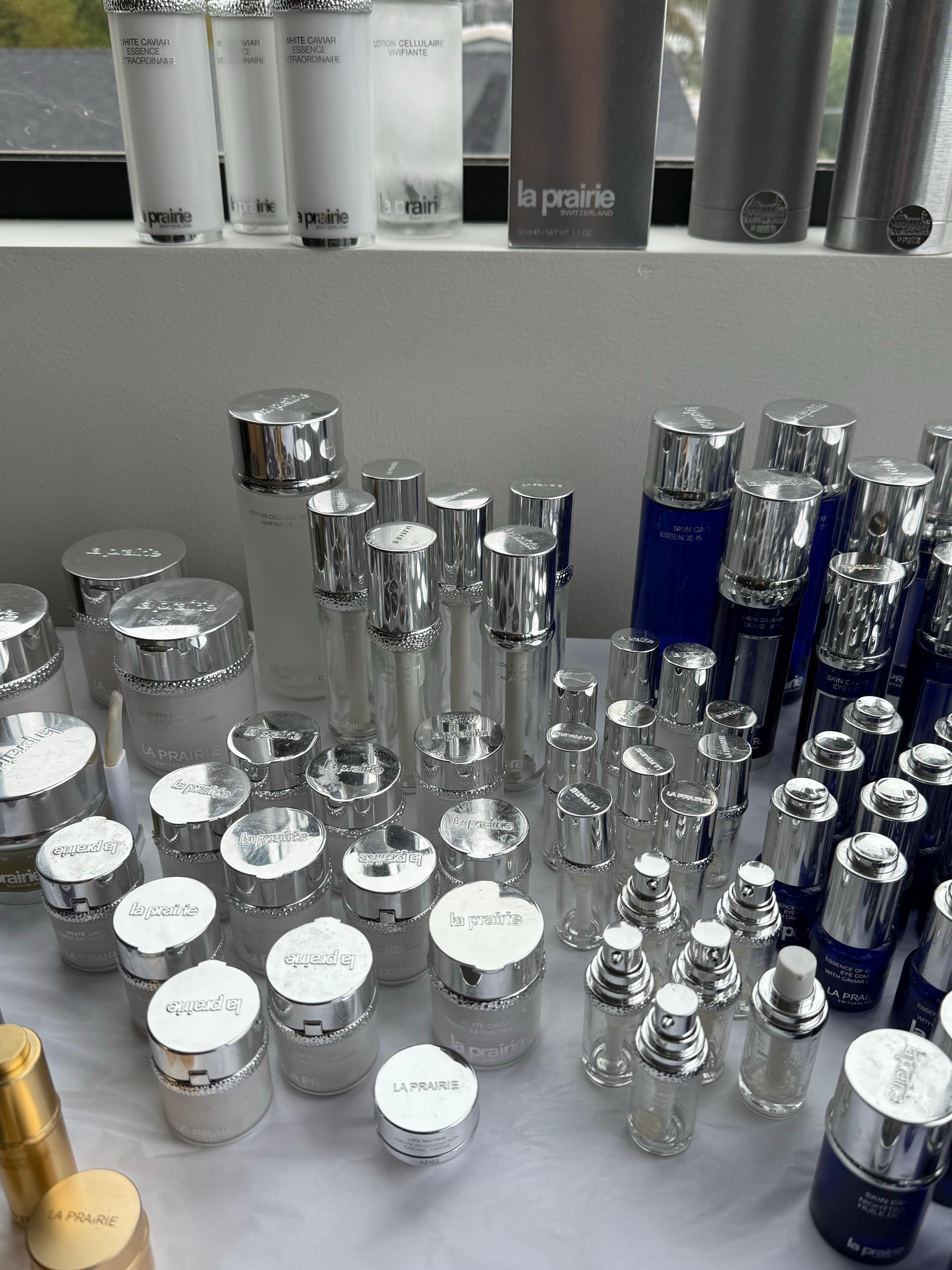 Lot of Empty La Prairie Jars Clean Used Luxury Display Props Interior Styling For Sale 1