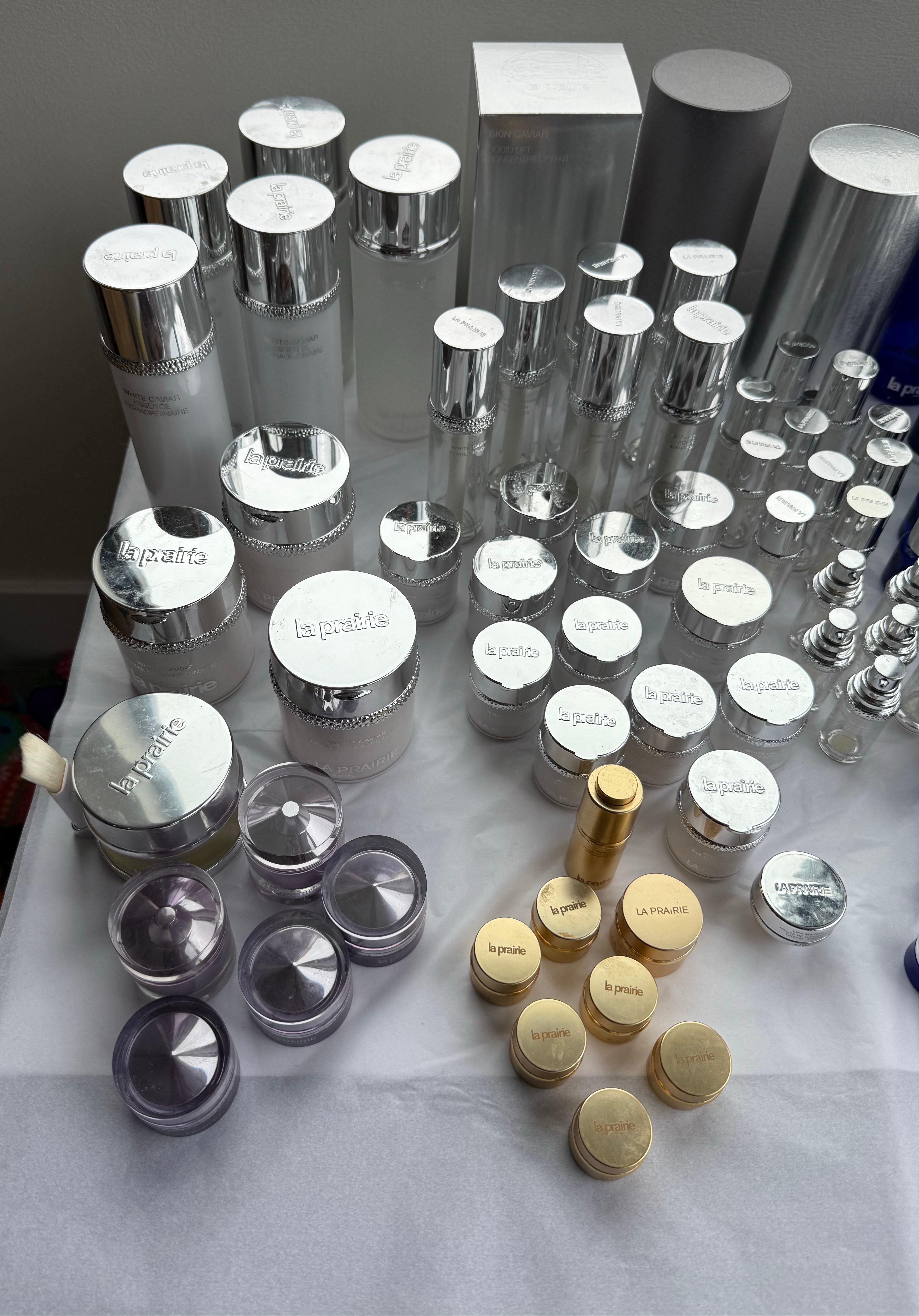 Lot of Empty La Prairie Jars Clean Used Luxury Display Props Interior Styling For Sale 2