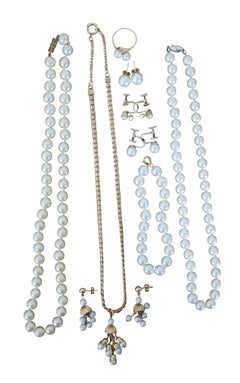 Lot of Faux Pearl Jewelry Gold Filled 14k Earrings Necklaces Bracelet Ring
