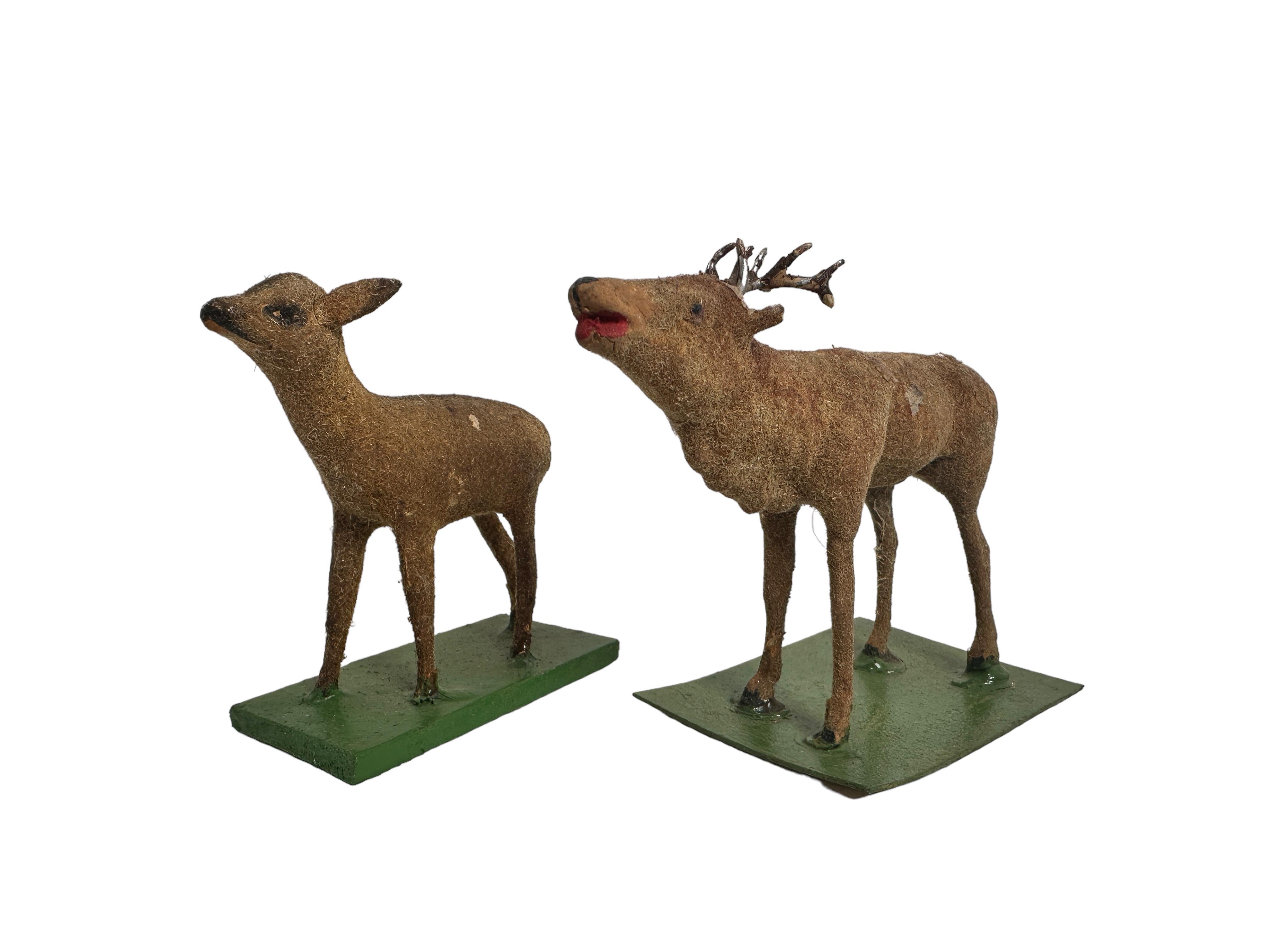 Lot of Five Deer & Hunter Putz Toy Antique German Erzgebirge Christmas 1880s For Sale 6