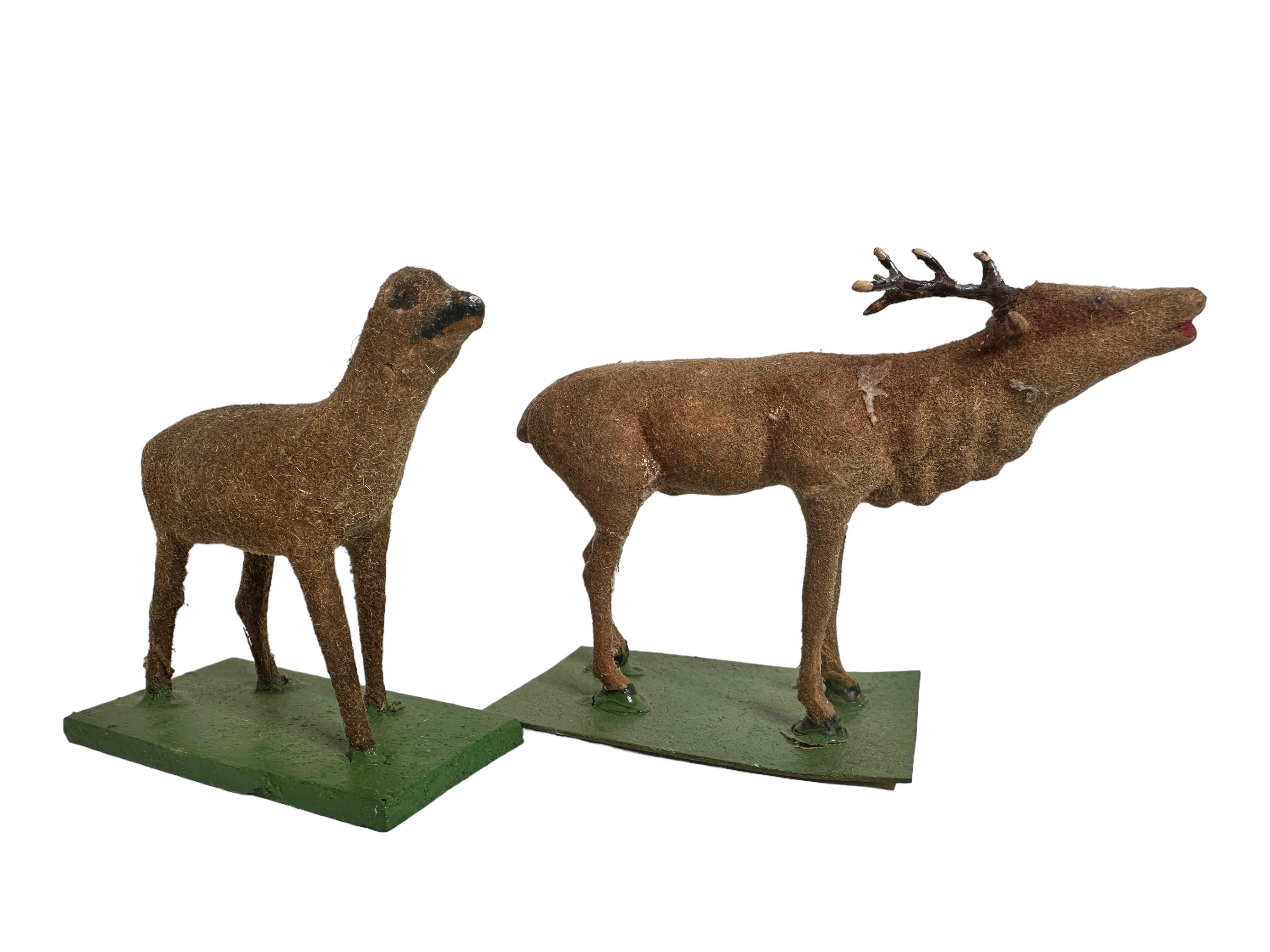 Lot of Five Deer & Hunter Putz Toy Antique German Erzgebirge Christmas 1880s For Sale 7