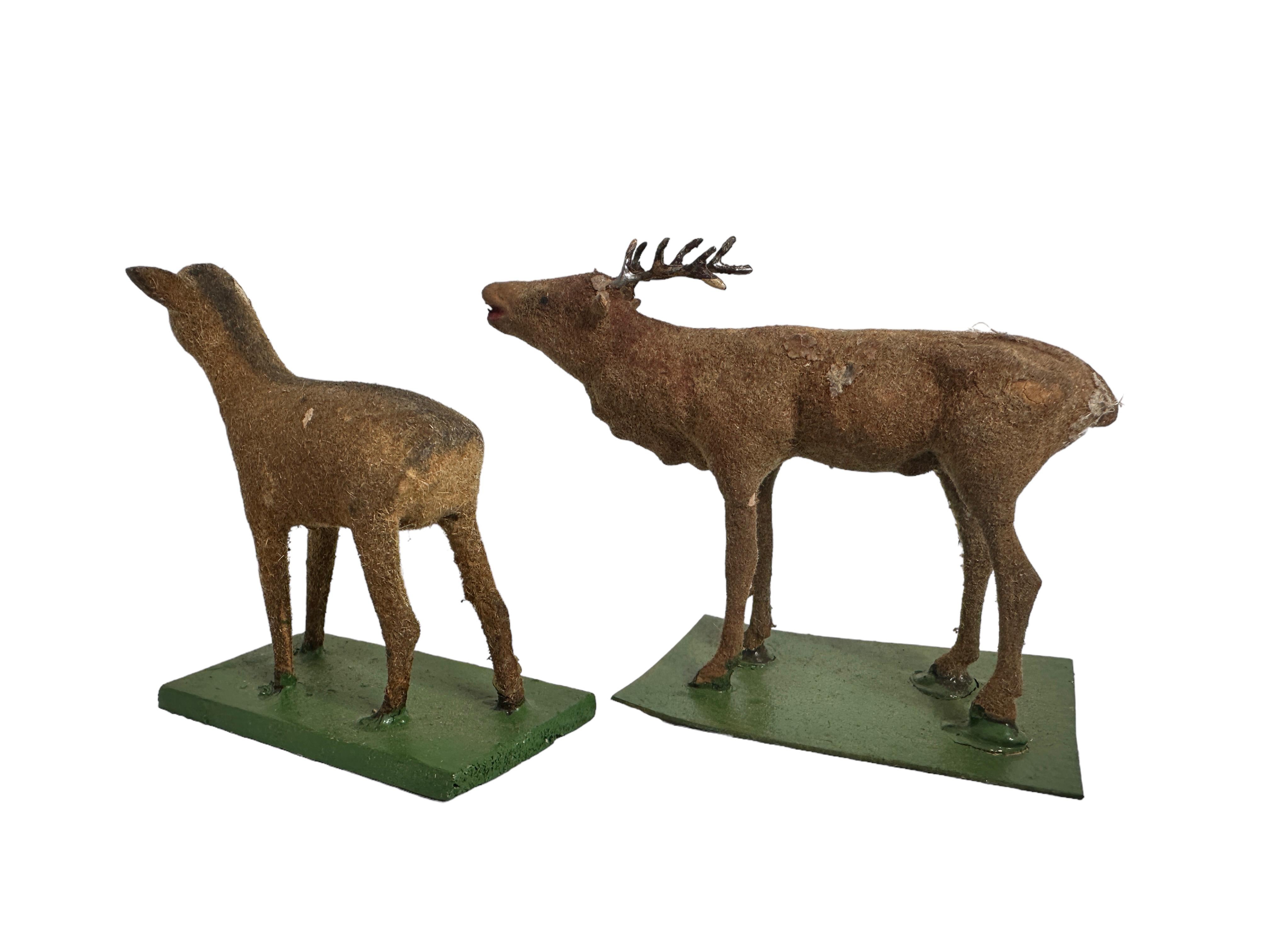 Lot of Five Deer & Hunter Putz Toy Antique German Erzgebirge Christmas 1880s For Sale 9