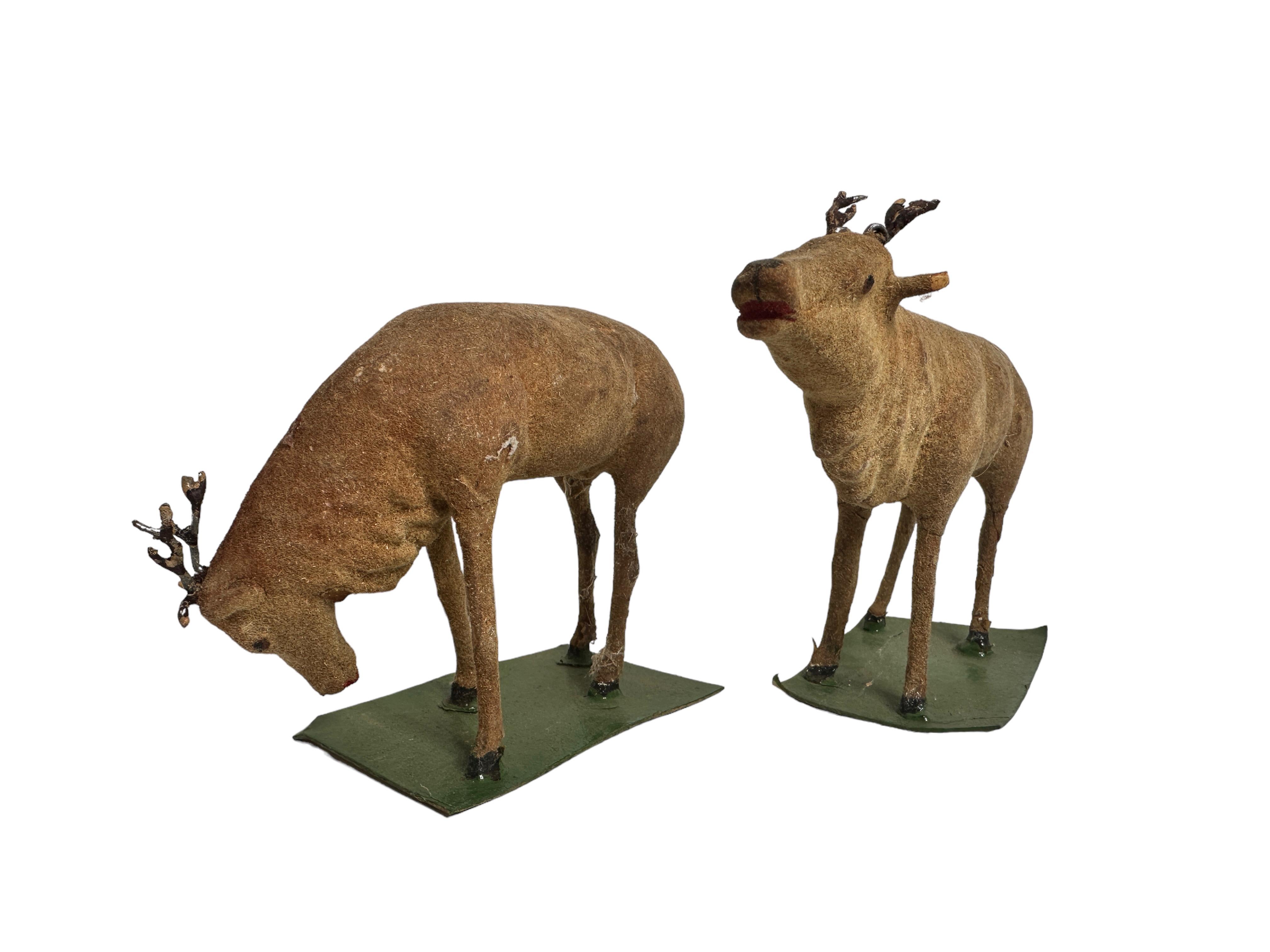 19th Century Lot of Five Deer & Hunter Putz Toy Antique German Erzgebirge Christmas 1880s For Sale