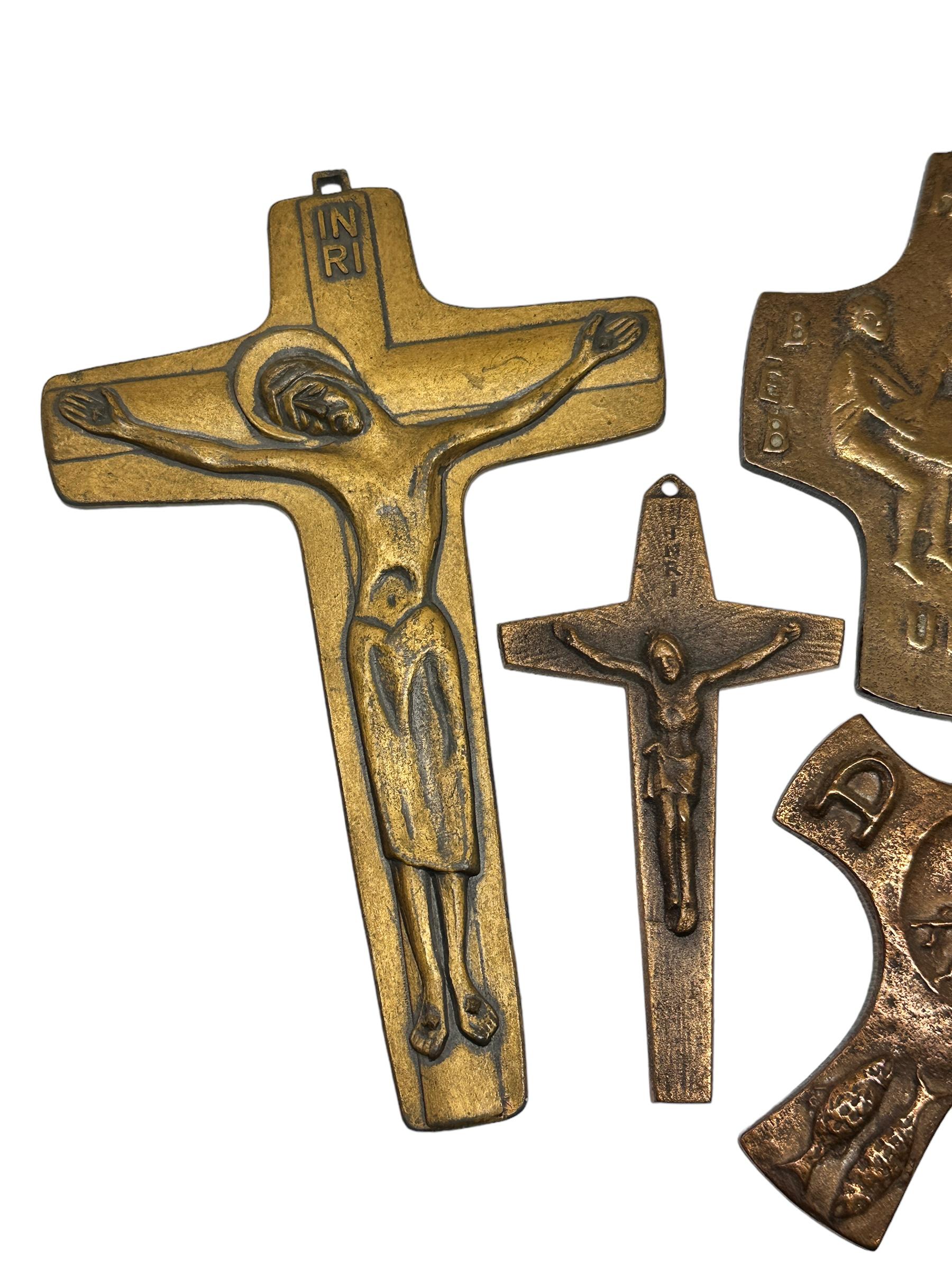 Mid-Century Modern Brutalist 1970s to 1980s German bronze Crosses for Wall Decoration. Found at an estate sale in Nuremberg, Germany. They are not marked, attributed to Egino Weinert. The size given in the dimensions section refers to the largest