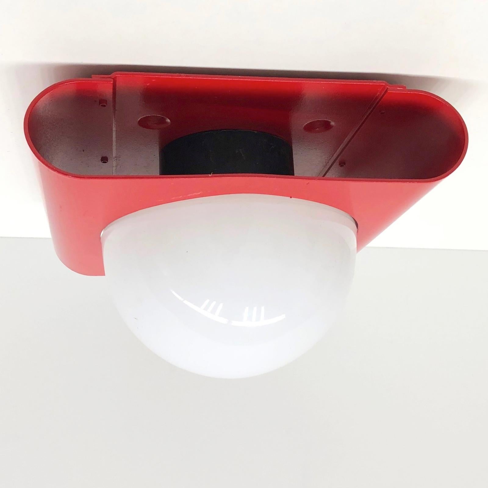 Lot of Five Red Metal Space Age Sconces Klaus Hempel Style, German, 1970s 5