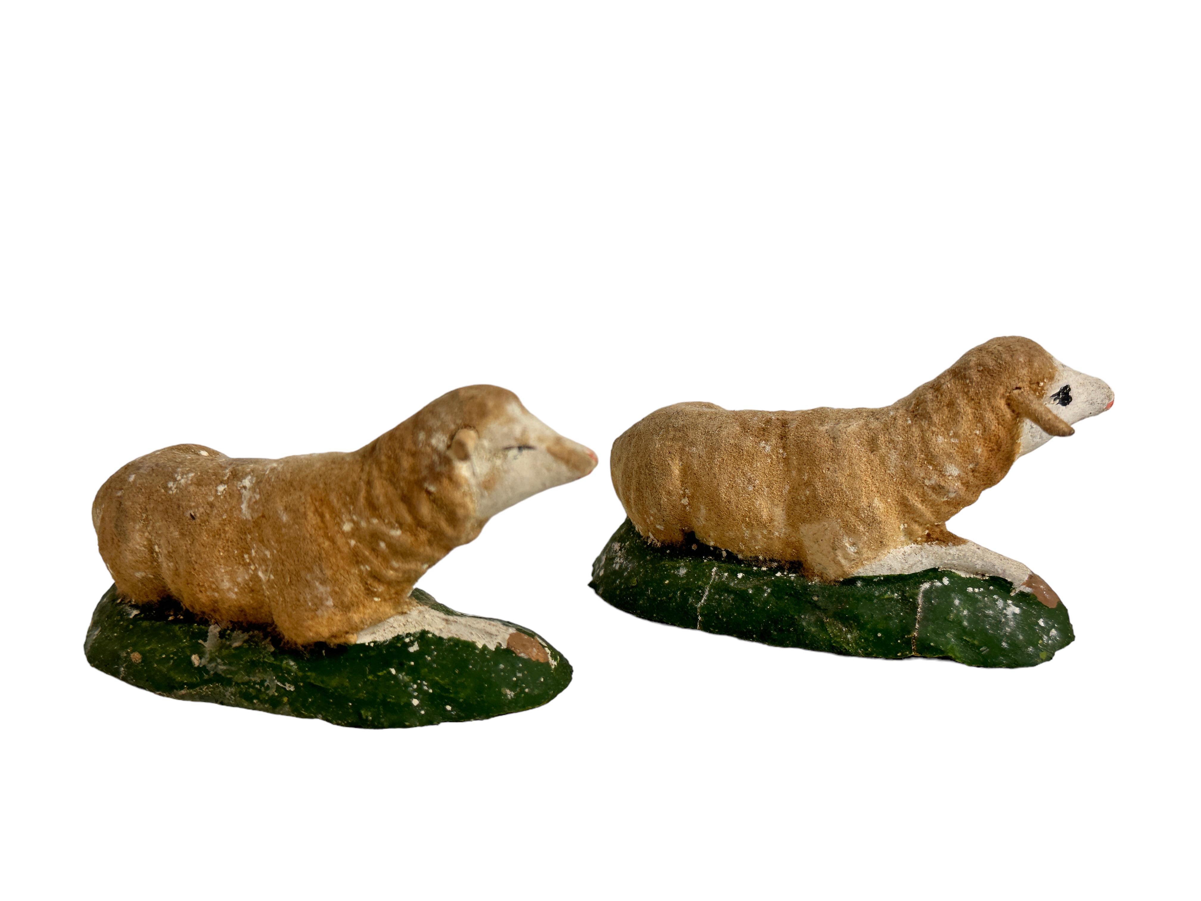 Lot de cinq jouets de chèvres Nativity Putz ancien Erzgebirge de Noël des années 1880 en vente 5