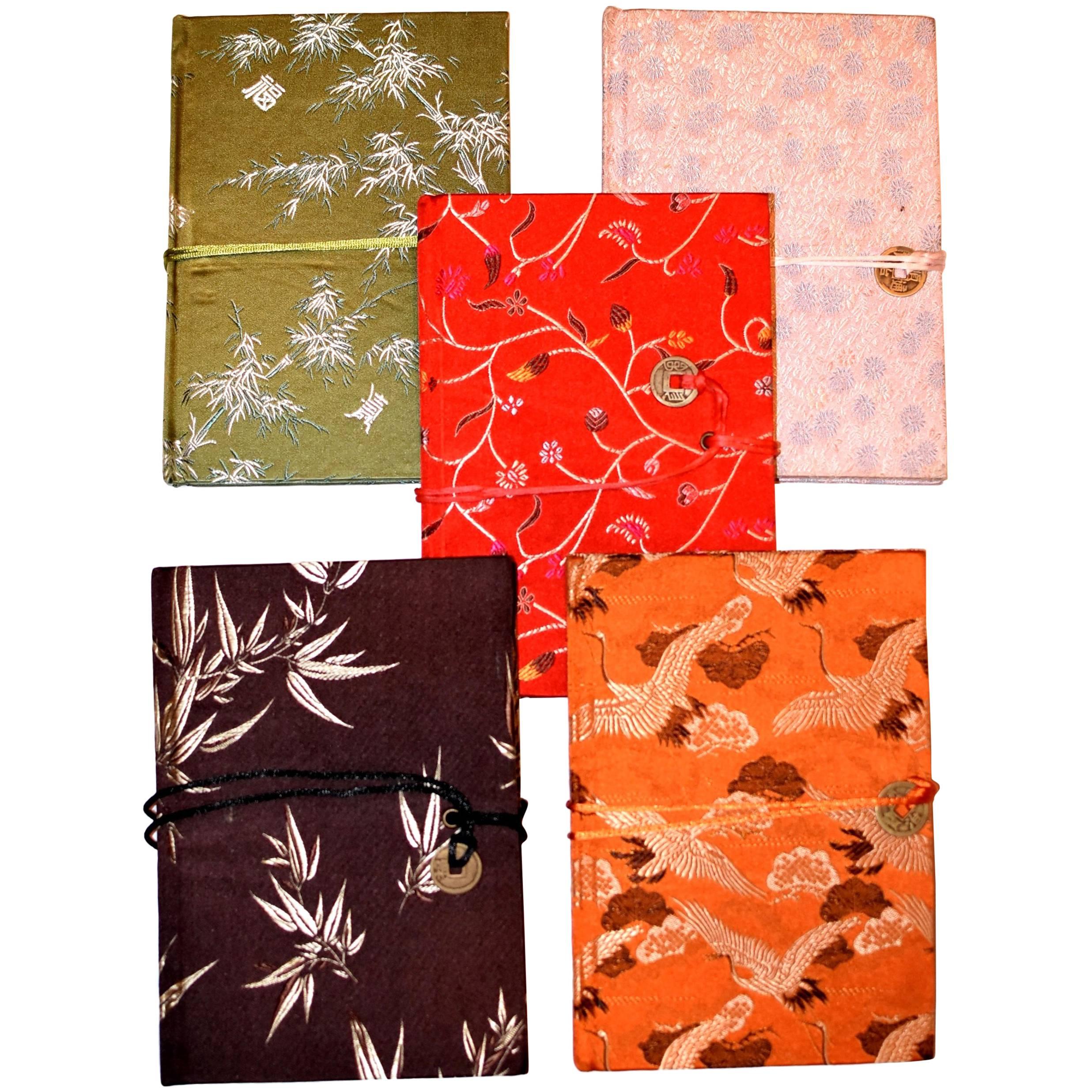 Lot of Five Silk Brocade Journals