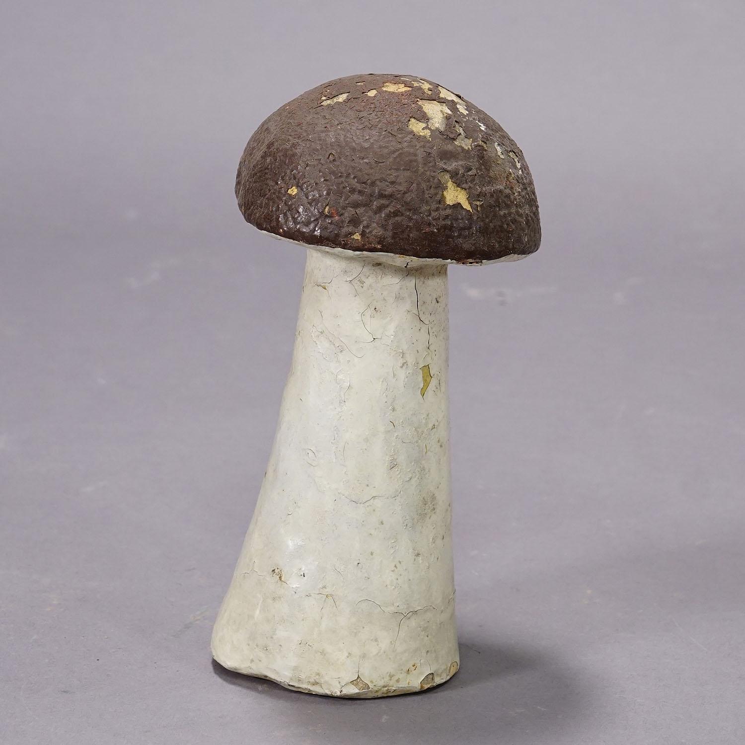 German Lot of Five Terracotta Boletus Mushrooms for Garden Decoration 1950s