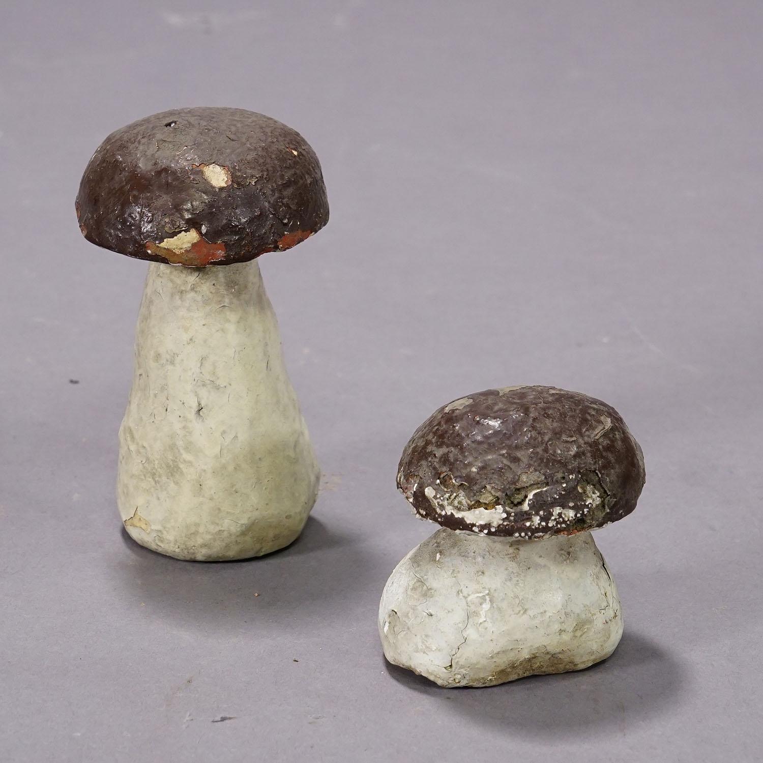 Lot of Five Terracotta Boletus Mushrooms for Garden Decoration 1950s 1