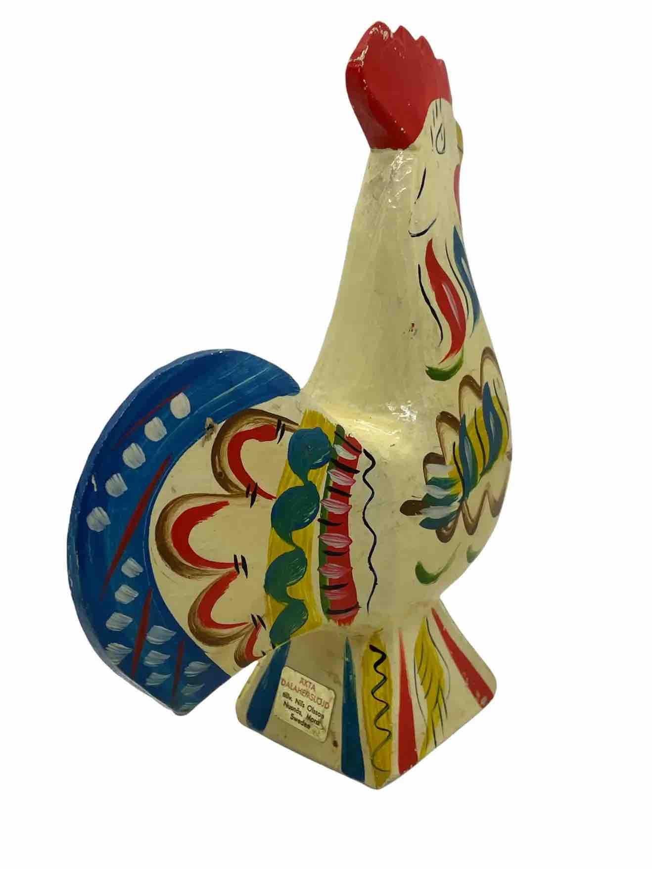 Lot of Five Vintage Swedish Dala Rooster Chicken by Nils Olsson, Sweden Folk Art For Sale 1
