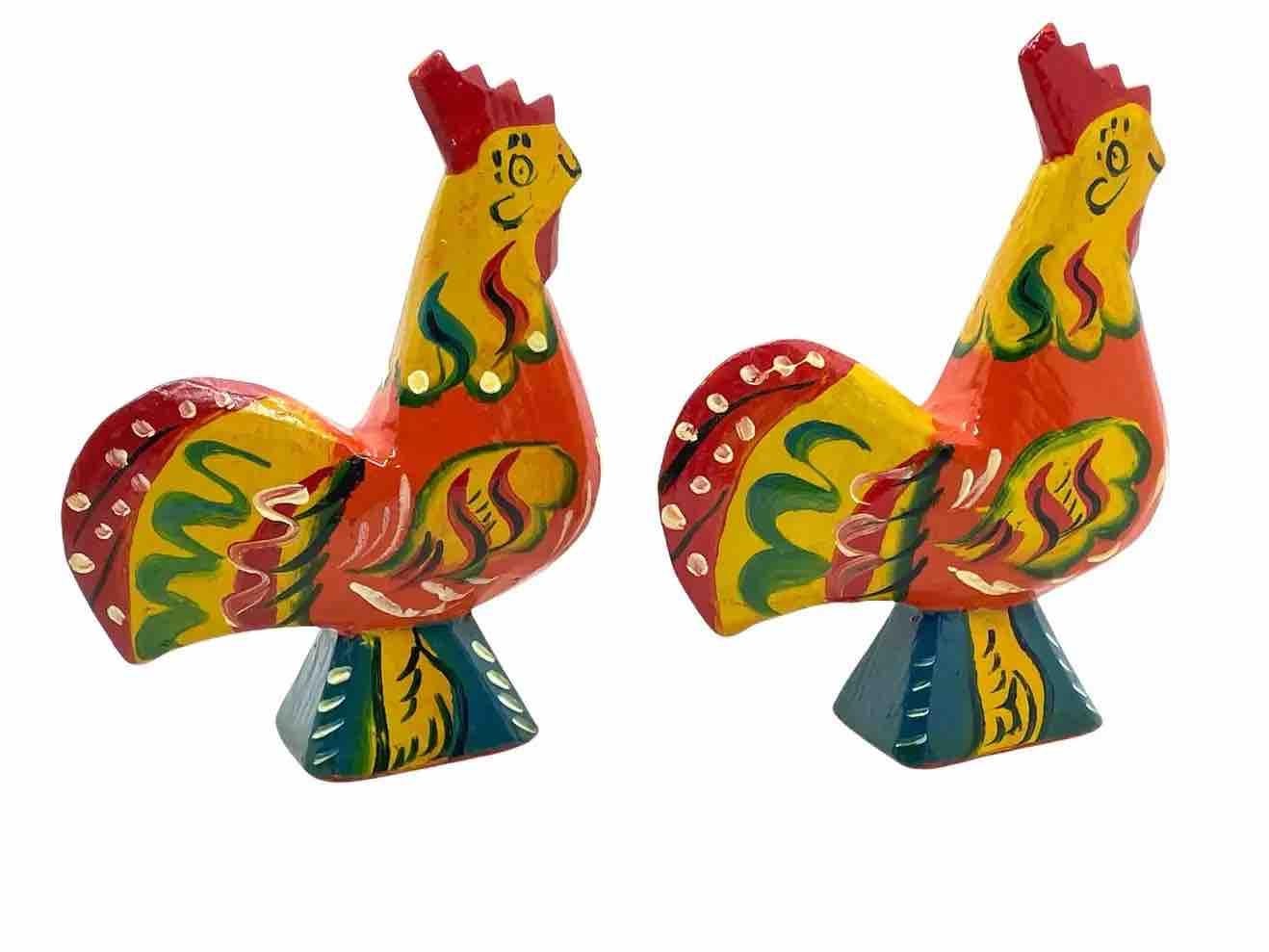 Lot of Five Vintage Swedish Dala Rooster Chicken by Nils Olsson, Sweden Folk Art For Sale 4