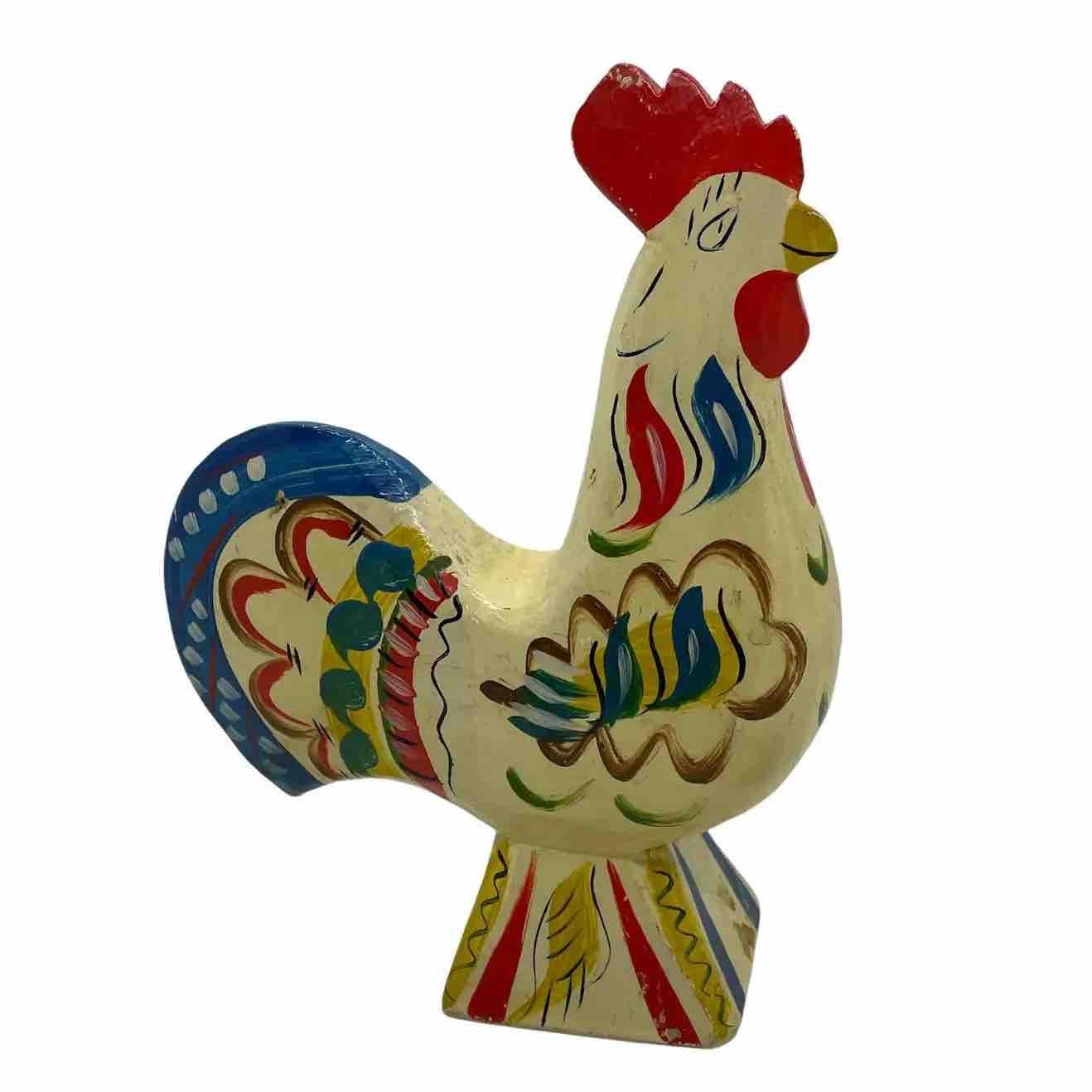 Hand-Carved Lot of Five Vintage Swedish Dala Rooster Chicken by Nils Olsson, Sweden Folk Art For Sale