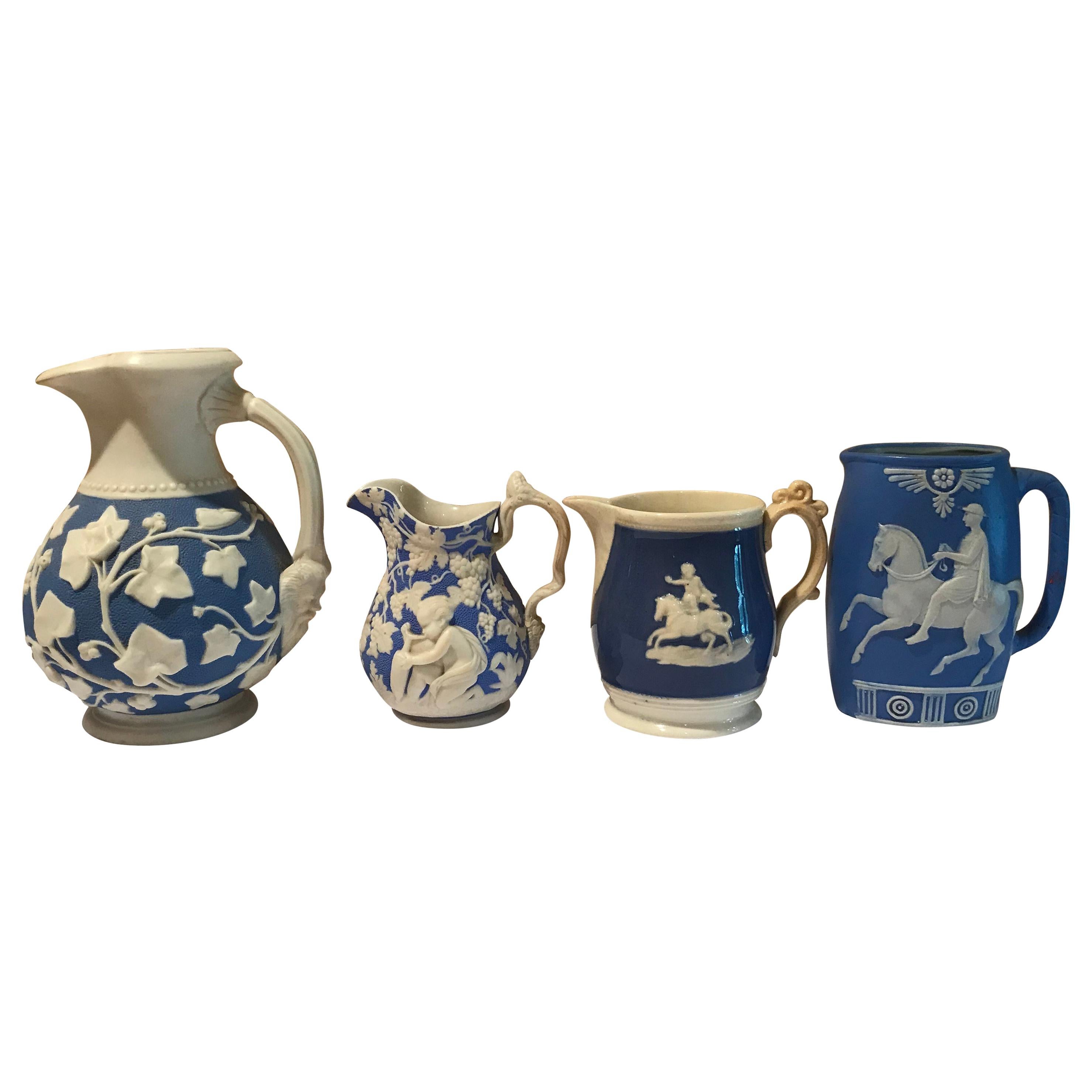 Lot of Four (4) 19th Century Porcelain Creamers pr Jugs For Sale