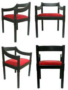 Lot of Four Chairs "Carimate" Design Vico Magistretti for Artemide, 1960s