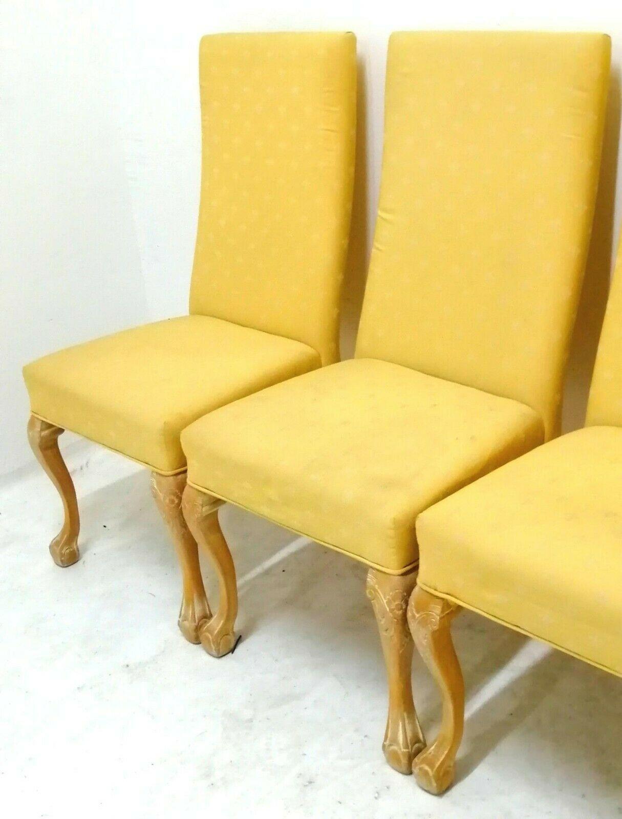 Fabric Lot of Four Classic Chairs in Carved and Pickled Wood, 19070s For Sale