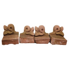 Antique Lot of Four Decorative  Sandstone Building Fragments Garden Ornaments 1880/1920s