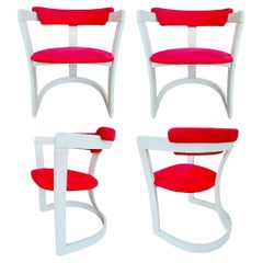 Lot of Four Italian Design Chairs in the Style of Willy Rizzo, 1970s