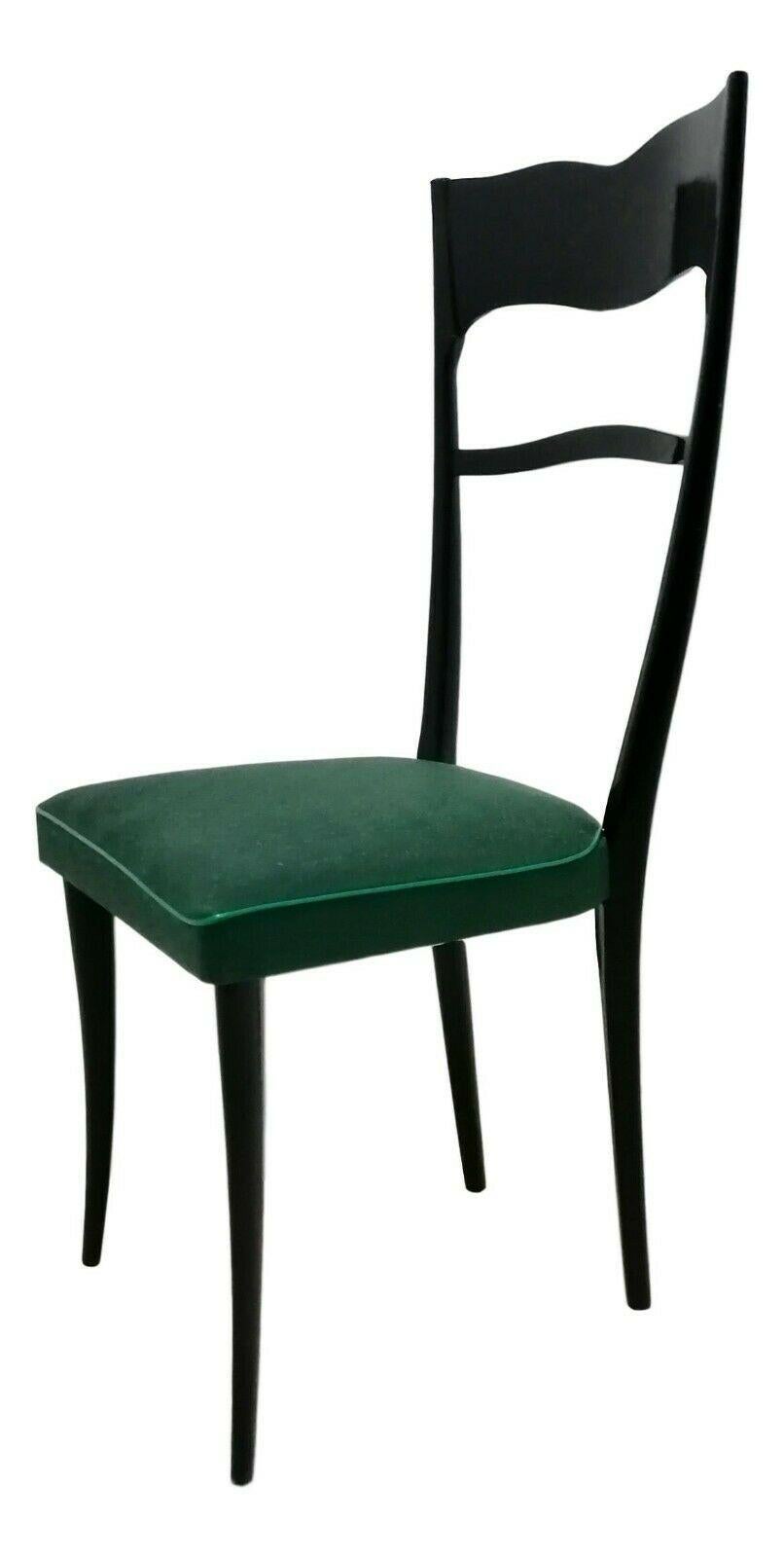 Satz von vier italienischen Vintage-Stühlen, aus Holz und Skay, 1960er Jahre (Italienisch) im Angebot