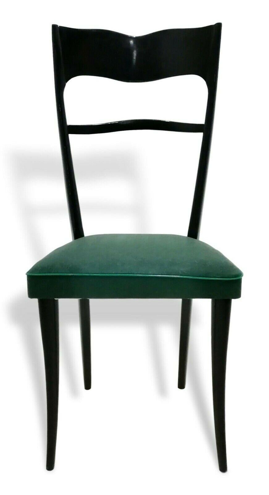 Satz von vier italienischen Vintage-Stühlen, aus Holz und Skay, 1960er Jahre im Zustand „Gut“ im Angebot in taranto, IT