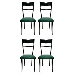 Lot of Four Italian Used Chairs, in Wood and Skay, 1960s