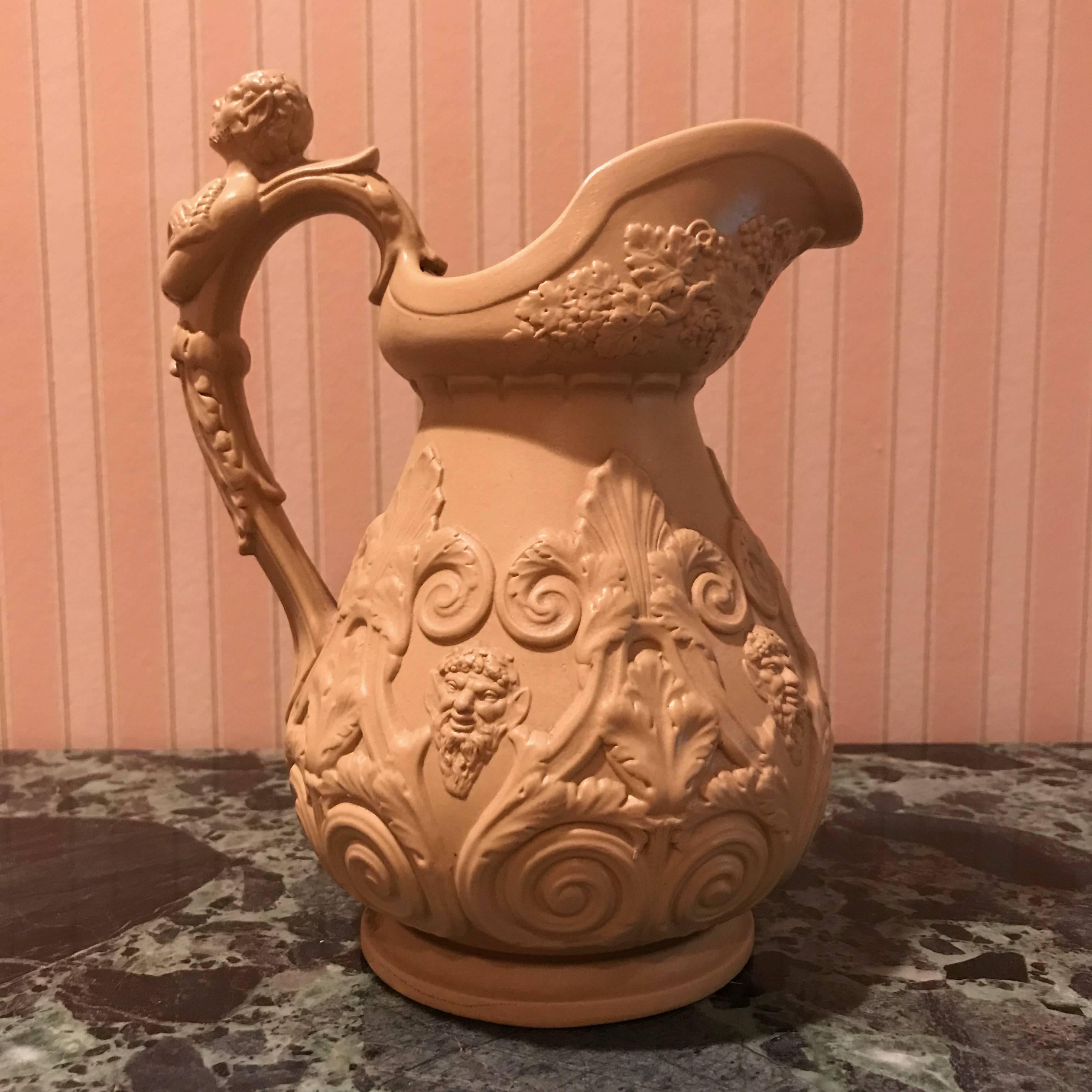 Ceramic Lot of Four Mid-19th Century Relief Pitchers For Sale