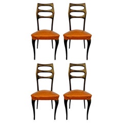 Lot of Four Midcentury Chairs Design Paolo Buffa, 1950s