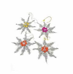 Lot of Four Tinsel Christmas Ornaments Vintage German