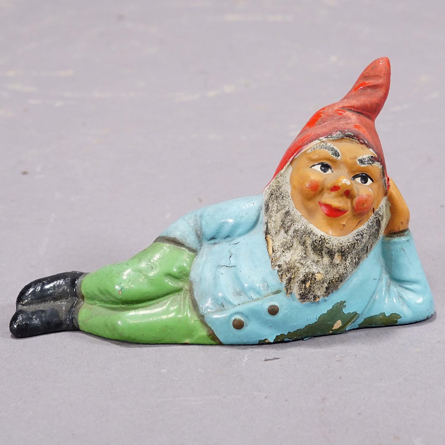Lot of Four Vintage Terracotta Garden Gnomes, Germany ca. 1950s 2