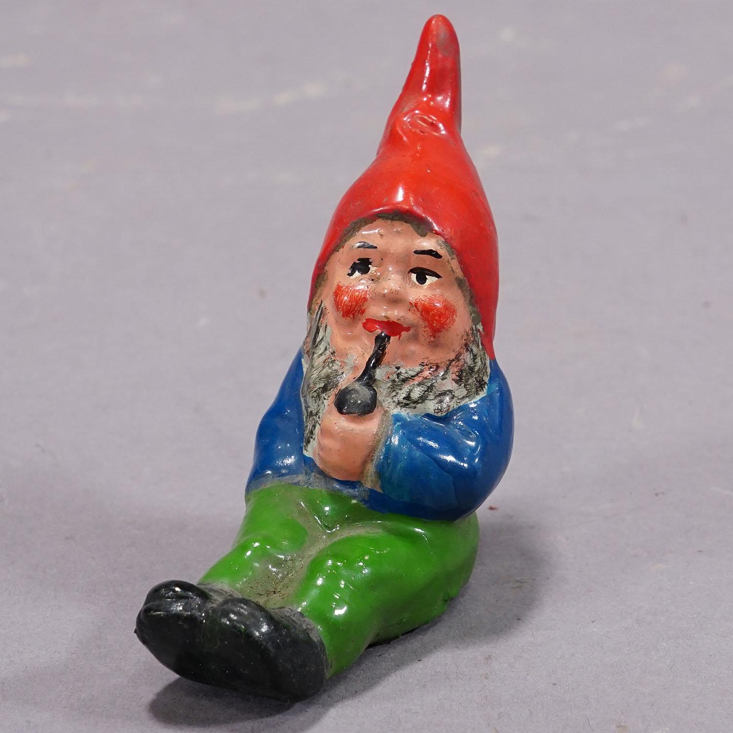 Lot of Four Vintage Terracotta Garden Gnomes, Germany ca. 1950s 3
