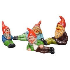 Lot of Four Vintage Terracotta Garden Gnomes, Germany ca. 1950s
