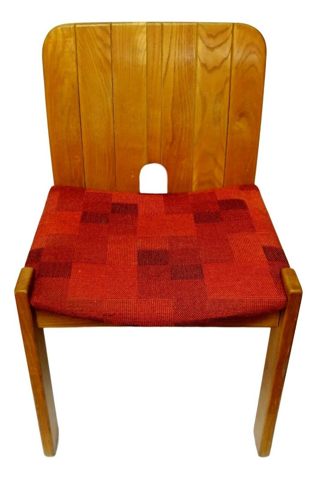 Fabric Lot of Four Wood Chairs in the Style of Zanotta, 1970s For Sale