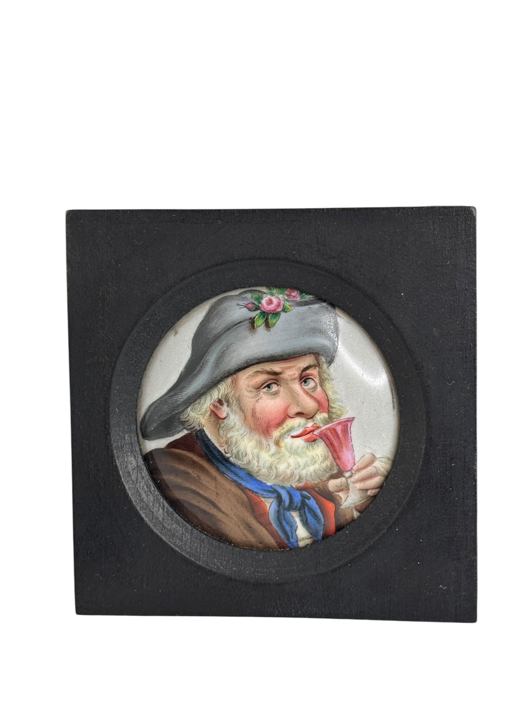 Porcelaine Lot de neuf portraits miniatures victoriens peints sur plaque de porcelaine allemande 1860 en vente