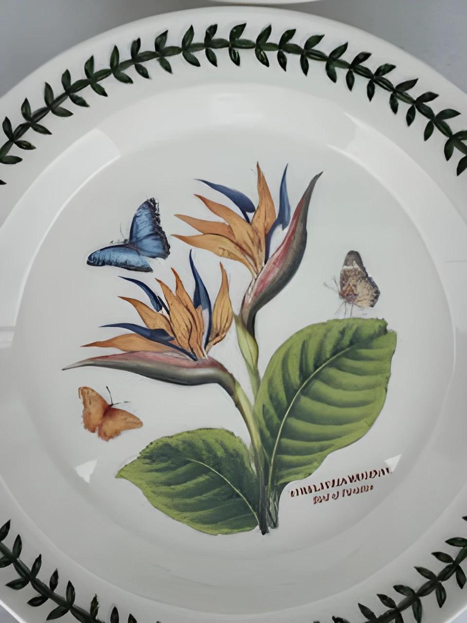 Porcelain Lot of six portmeirion plates exotic botanic garden For Sale