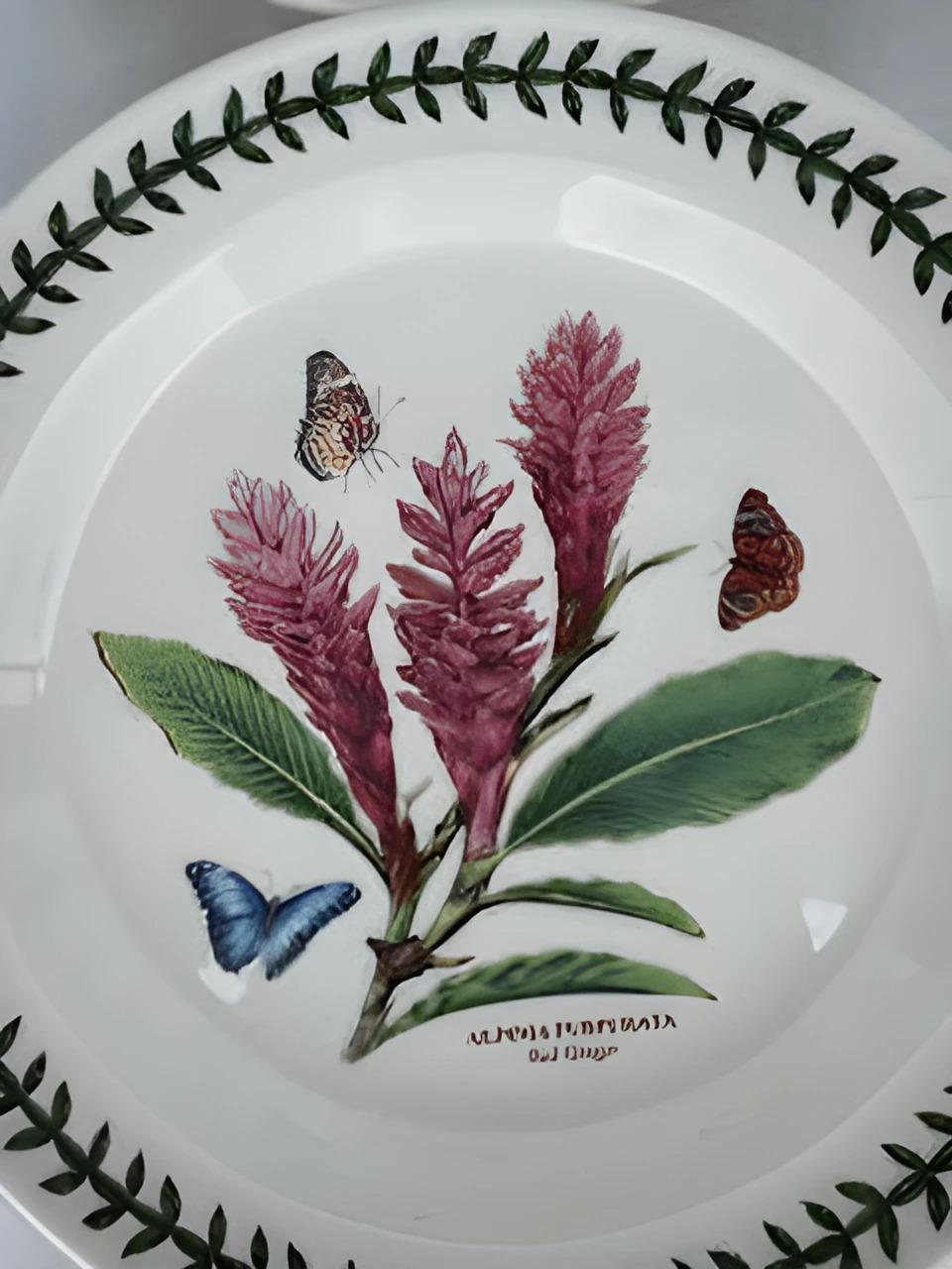 Lot of six portmeirion plates exotic botanic garden For Sale 1