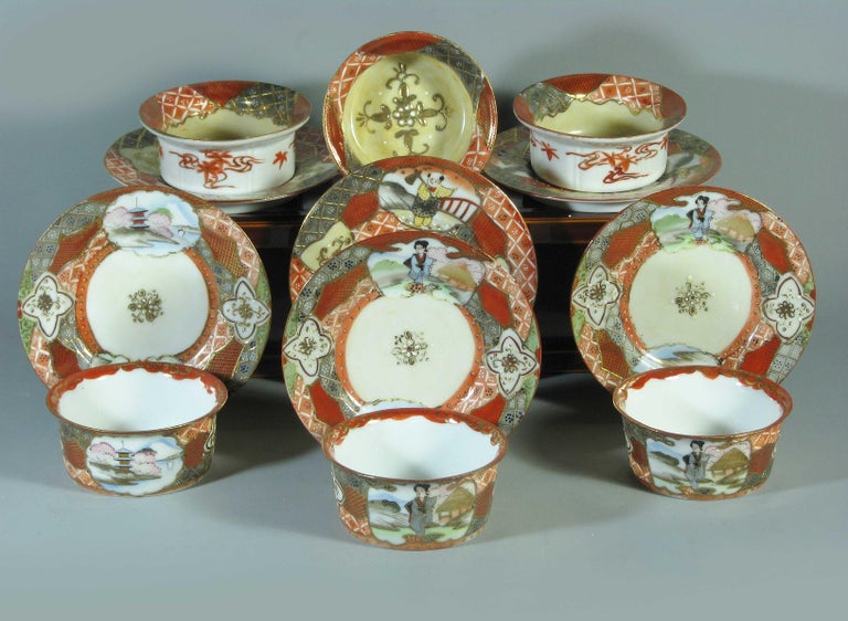 Lot Of Six Rare Japanese Kutani Porcelain Ramekins Dessert Dishes and