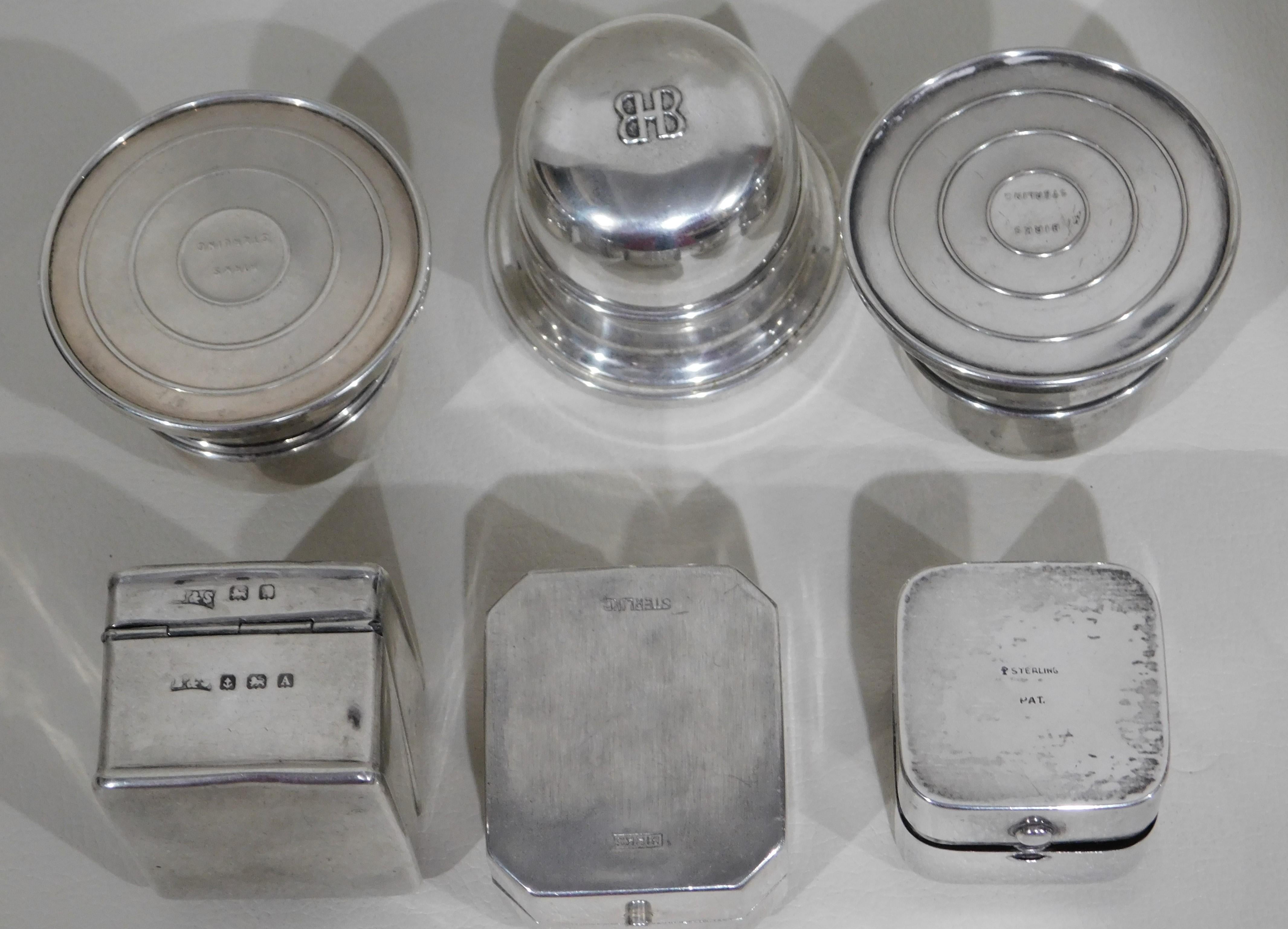 Lot of Six Sterling Silver Ring Boxes English Stamps Birks Canadian 3